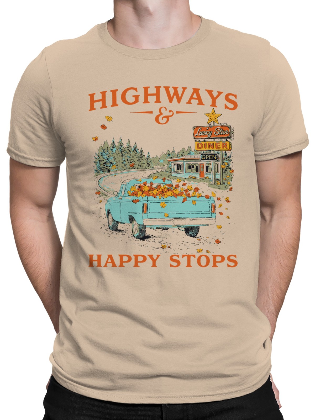 Highways & Happy Stops Autumn Scene Men’s T-shirt