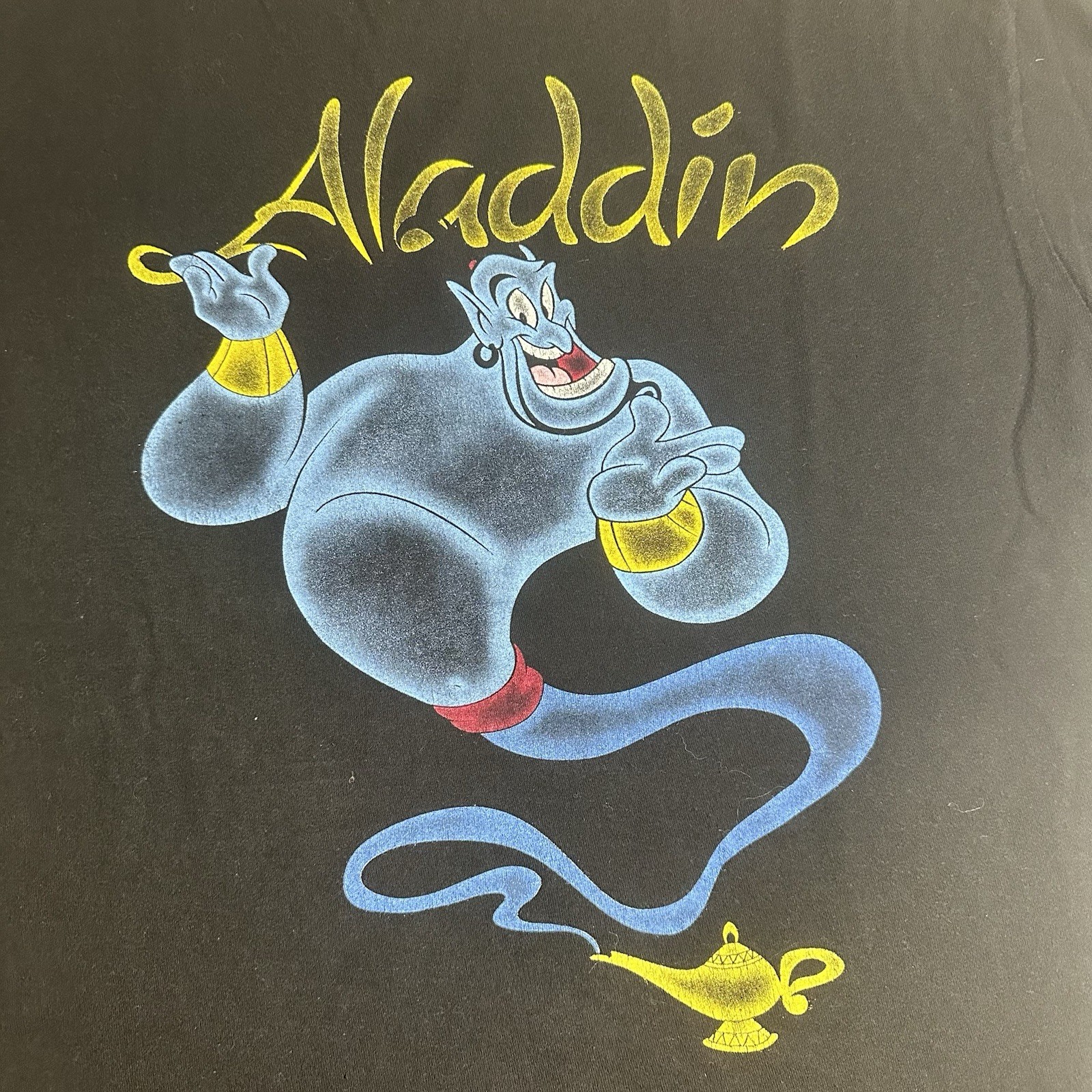 Disney Aladdin T-Shirt Black Adult L Short Sleeve Crew Graphic Tee 100 Cotton
