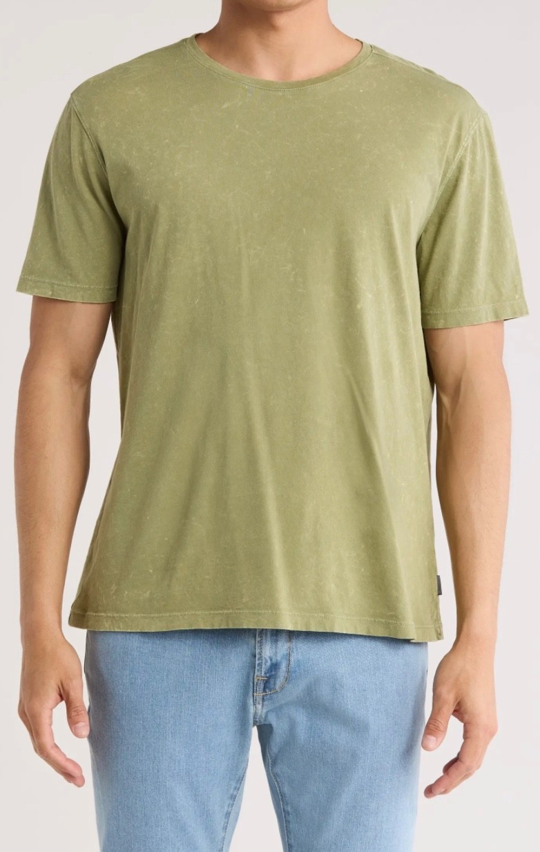 JOHN VARVATOS MENS ENZO MARBLE COTTON T-SHIRT, PISTACHIO GREEN, NWT