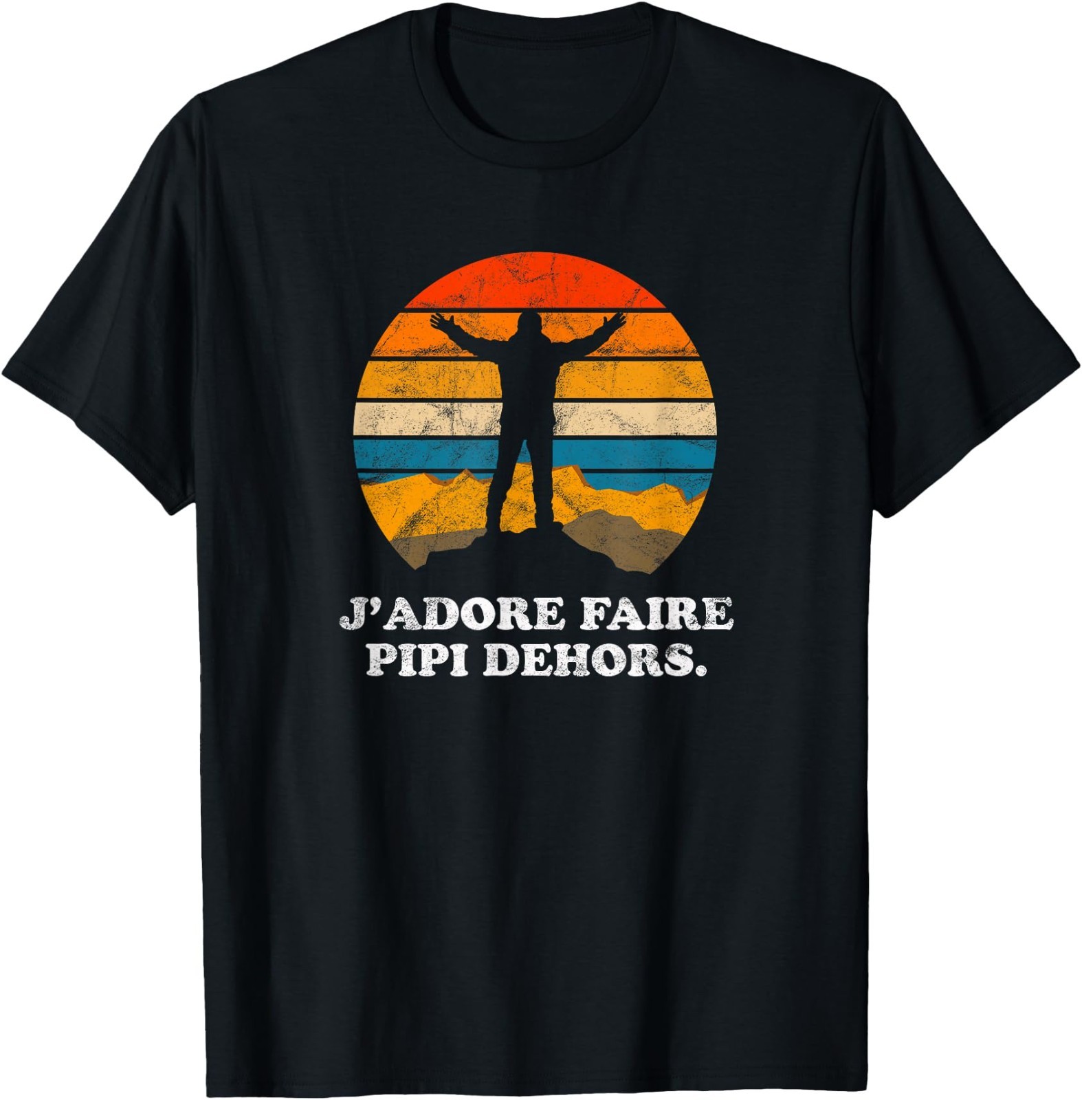 Funny I Love To Pee Outside In French Retro Style Hiker T-Shirt
