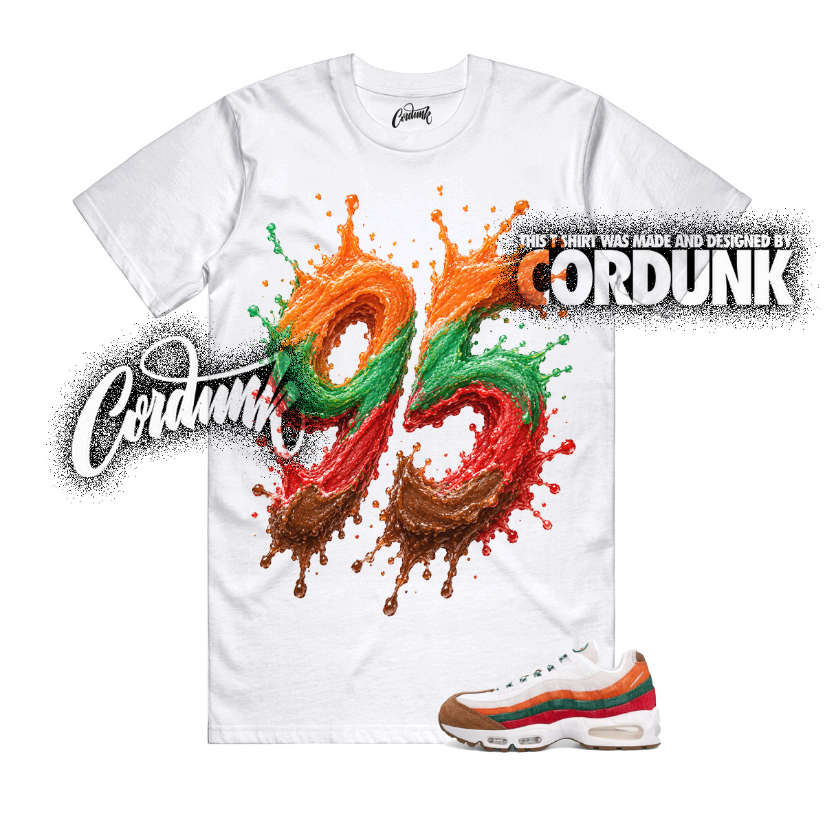 Air Max 95 Eleven Total Orange Green Gym Red Big Bubble T Shirt Match SPLASH