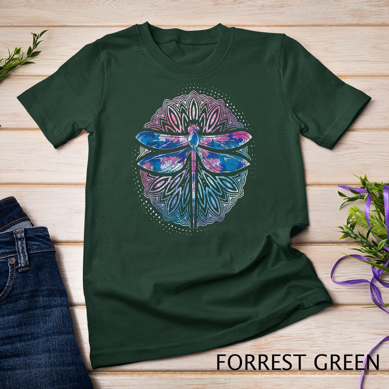Dragonfly Yoga Meditation Prana Sacred Geometry Mandala T-Shirt Unisex T-shirt