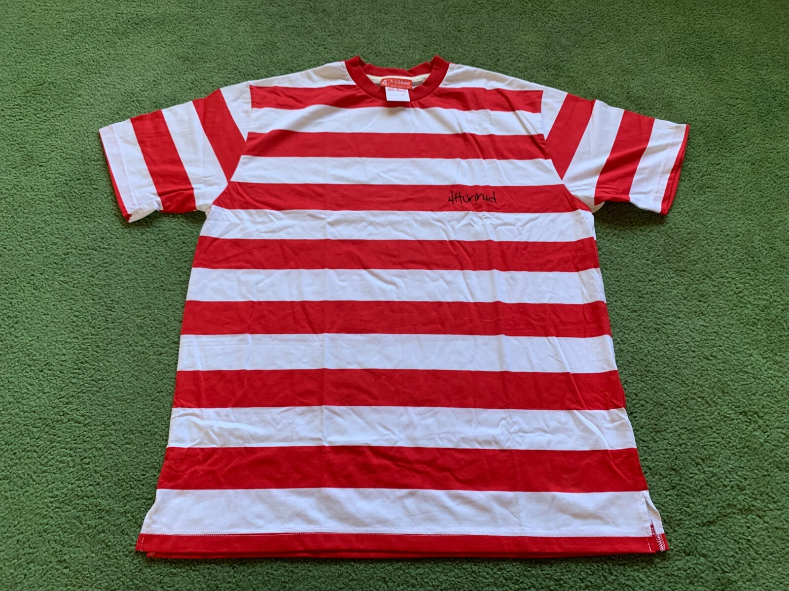 MEN’S 4HUNNID 400 YG HIP HOP RED & WHITE STRIPED T-SHIRT SIZE S NWOT