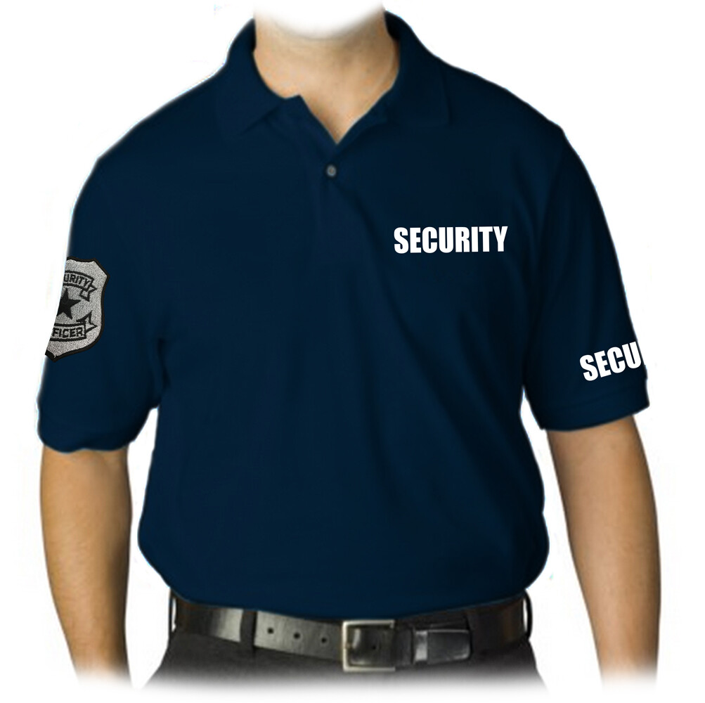 MEN’S PRINTED SECURITY EMBROIDERY BADGE POLICE STAFF UNIFORM COLLAR POLO T-SHIRT