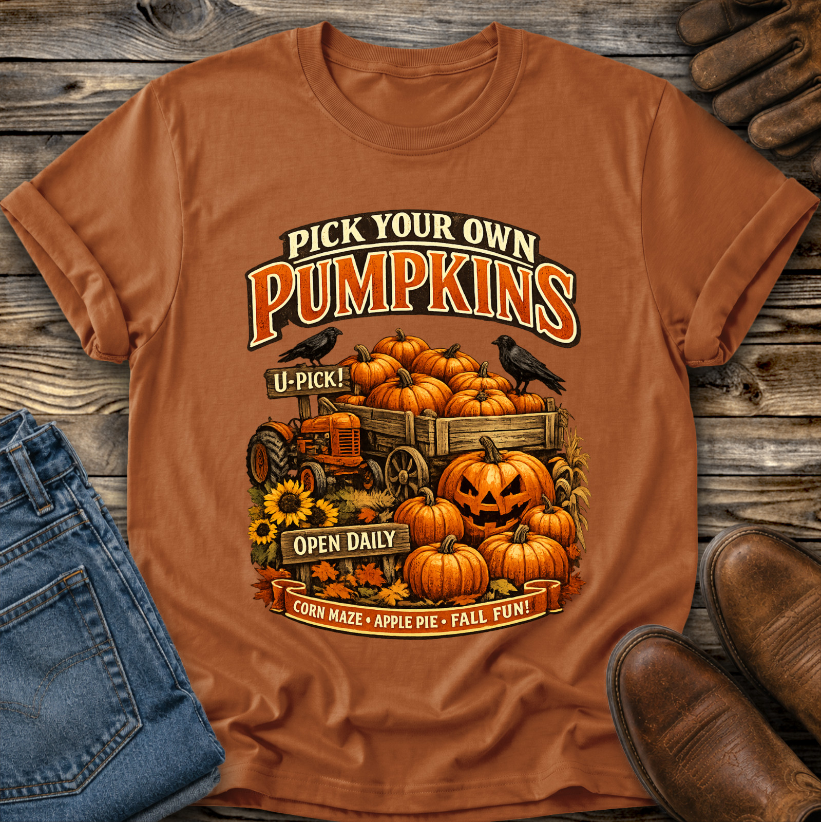 Pick Your Own Pumpkins Tshirt Graphic Tee Unisex Farm Fall Autumn Halloween