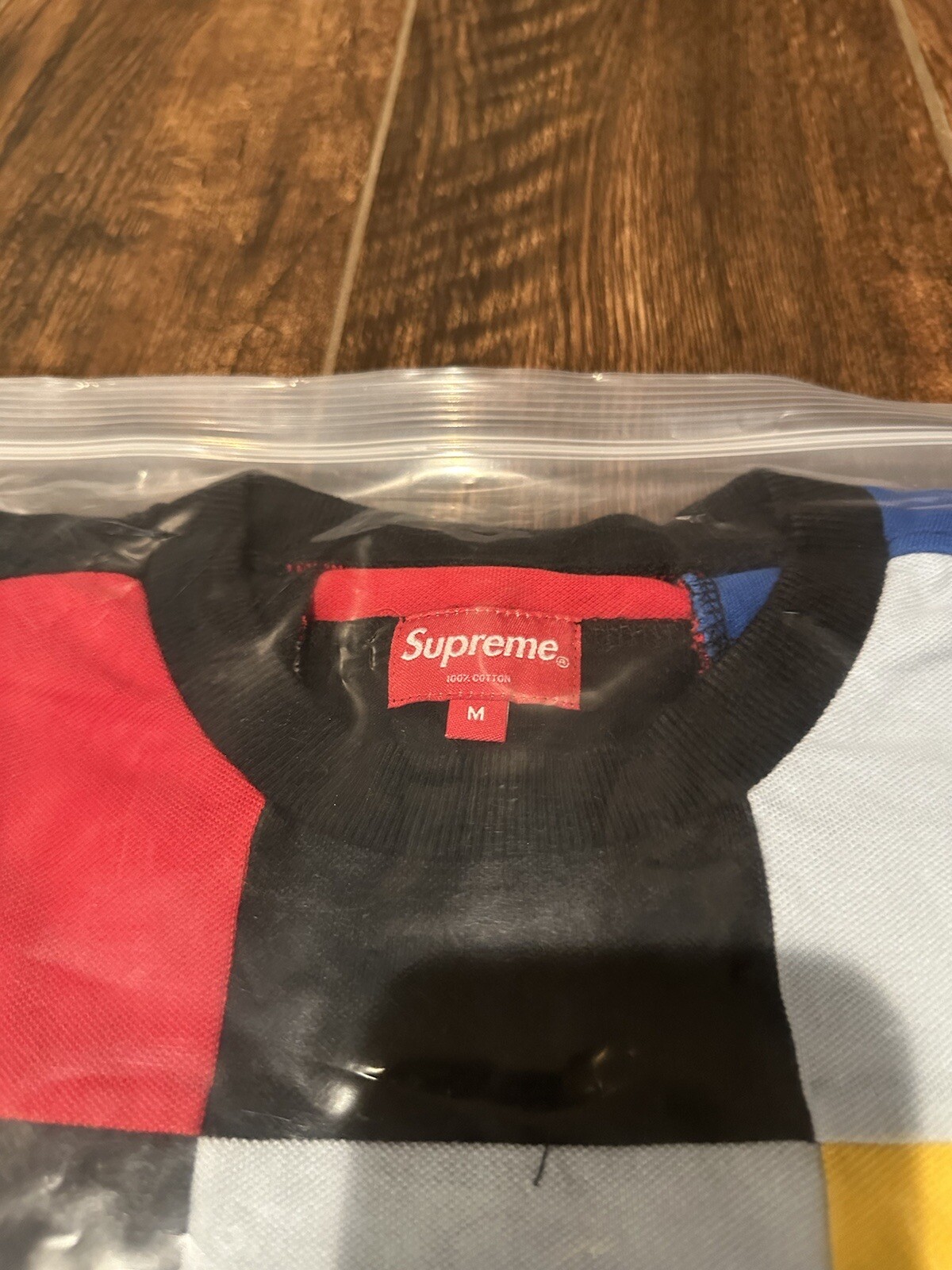 New Supreme T-shirt Medium Patchwork Pique FW18 Multicoloured Tee Polo Shirt