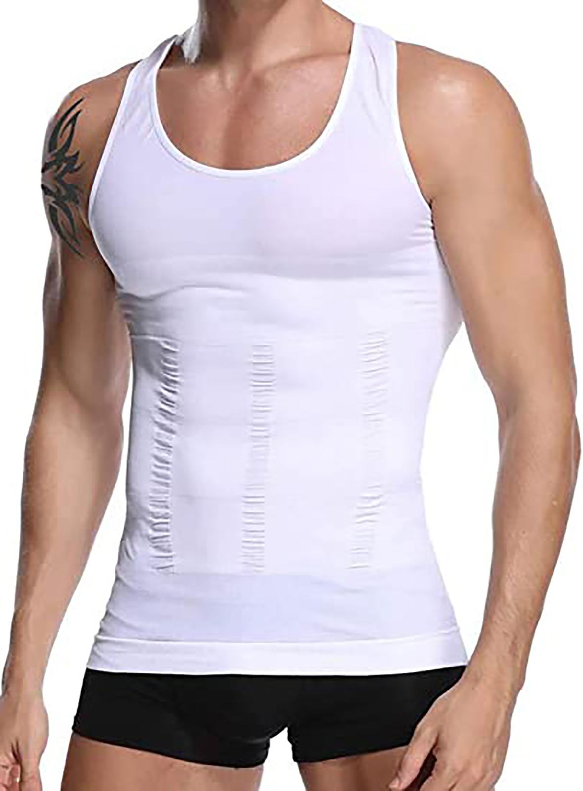 Men’s 3 Pack Compression Shirt Slimming Body Shaper Vest Gym Workout Tank Top