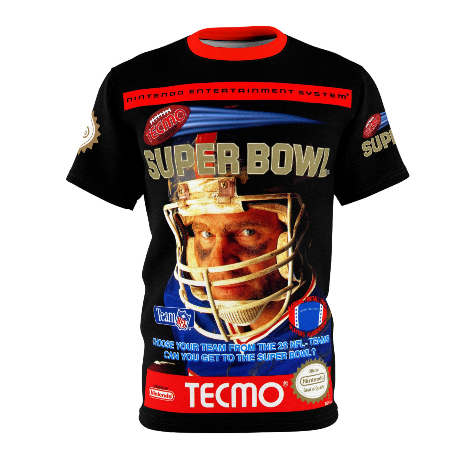 Tecmo Super Bowl 1991 NES Retro Video Game Nintendo Box Cover Game T-Shirt