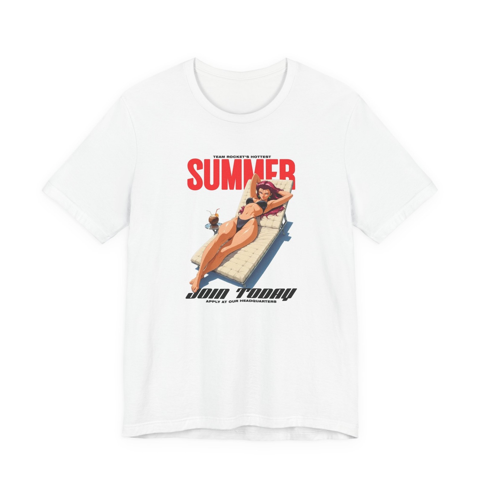 Poke Ream Rocket Pinup Swimsuit Summer Unisex Retro Beach Streetwear T-Shirt