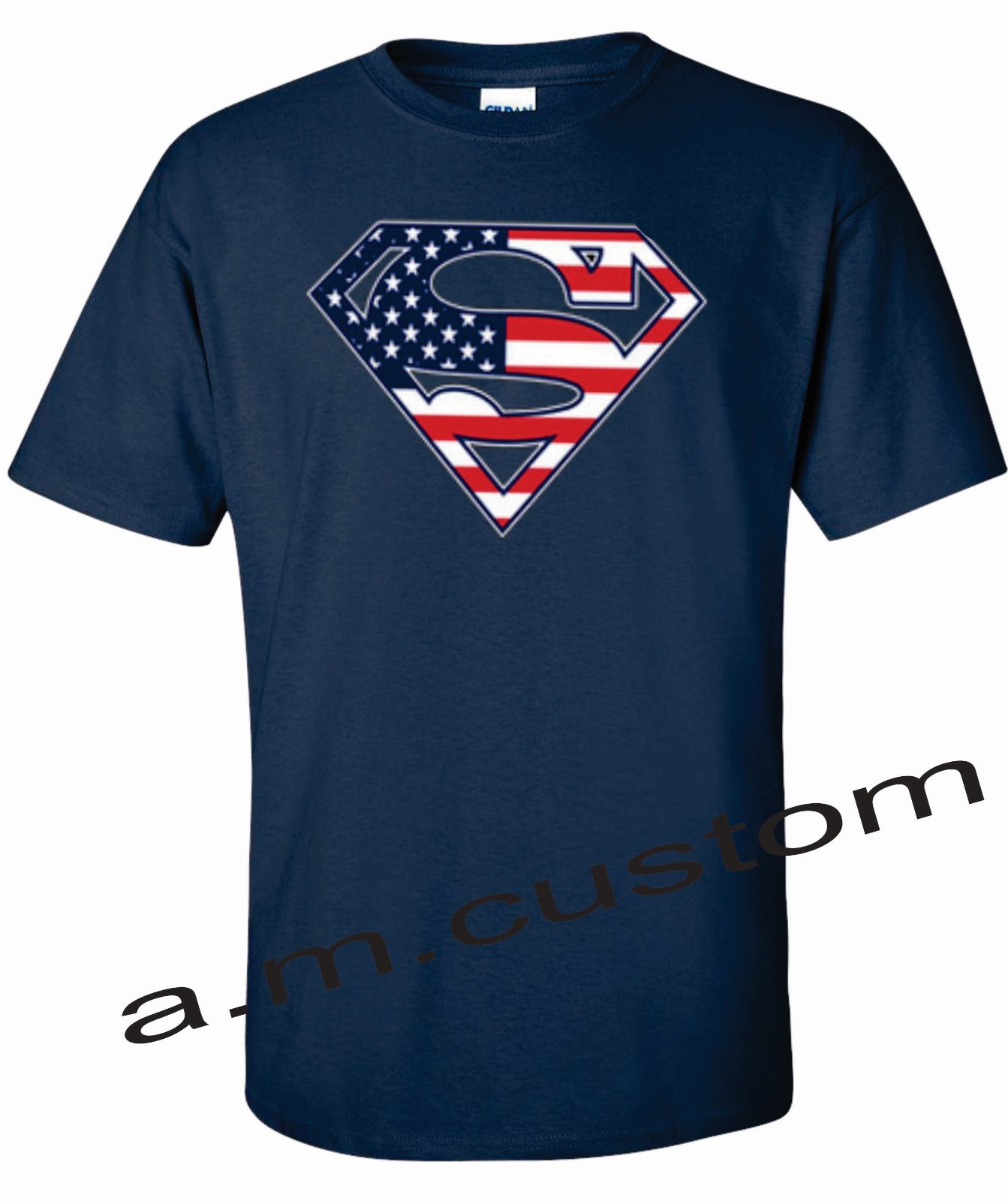 Superman American Flag Shirt Crew Neck, S-4xl