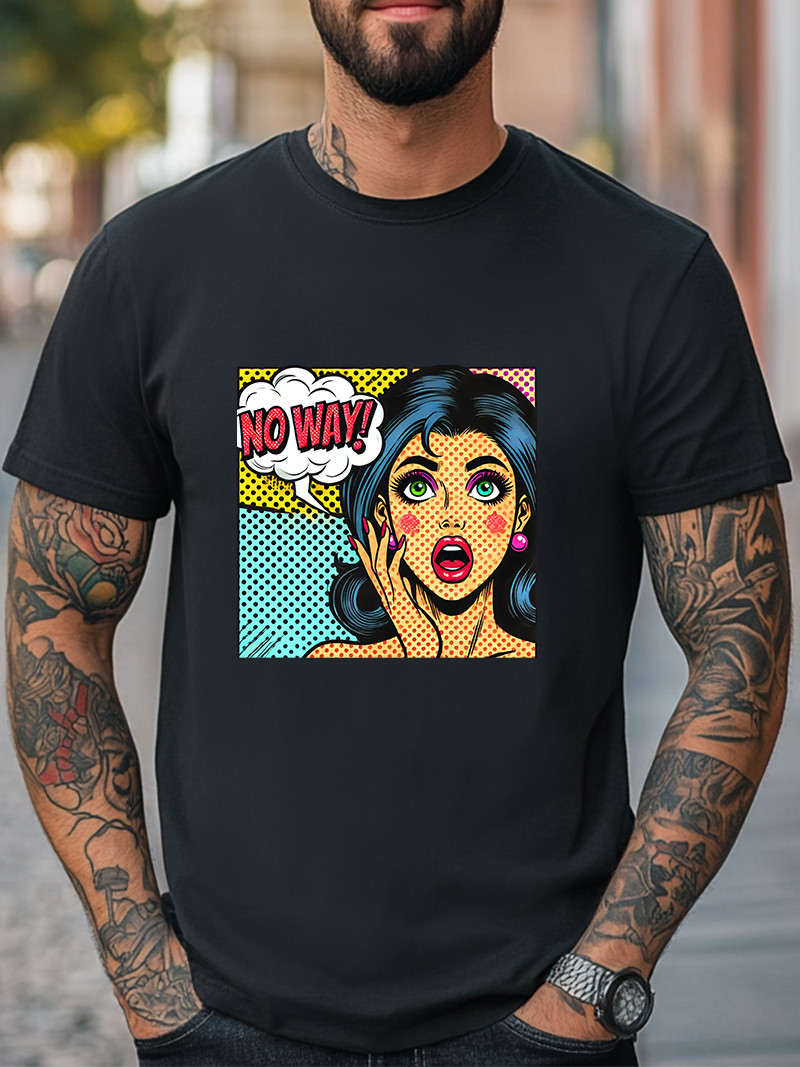 Retro Pop Art T-Shirt “No Way!” Colorful Comic Style Men Women Unisex T-Shirt