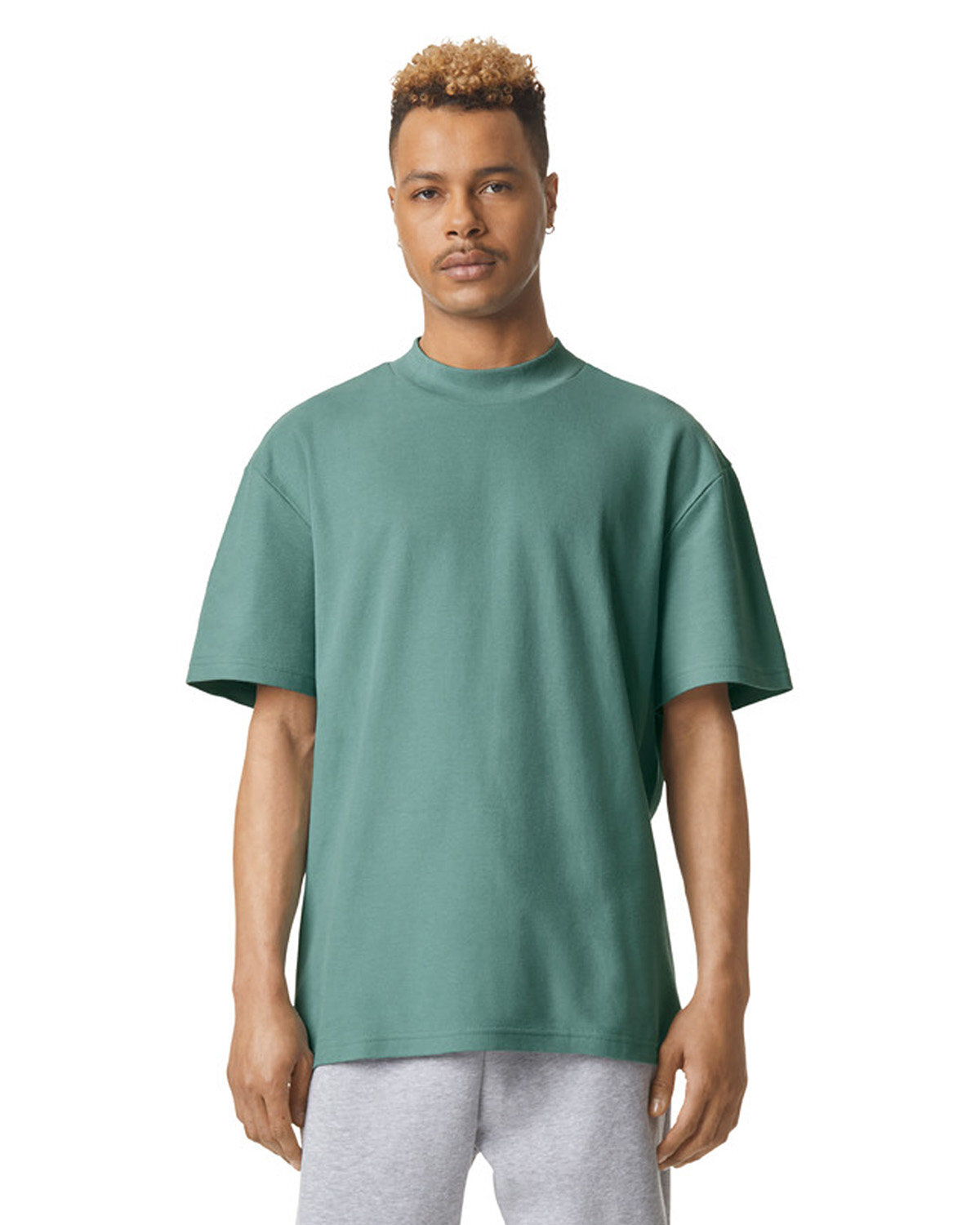 Pack Of 2 American Apparel 1PQ Unisex Mockneck Pique Stylish Plain T-Shirt