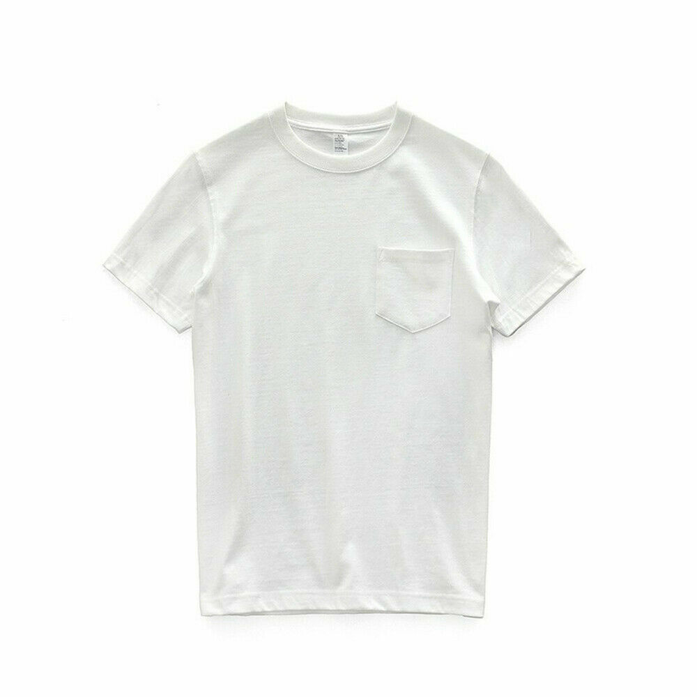 Men’s 100% Cotton Thick Crew Neck Short Sleeve T-Shirt With Pockets