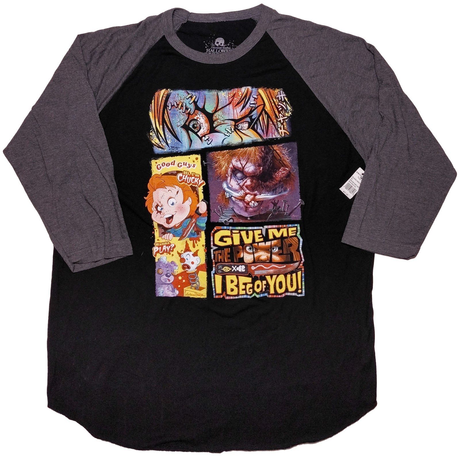 UNIVERSAL Halloween Horror Knights Chucky Raglan Shirt 2023 Artist XL ~ New