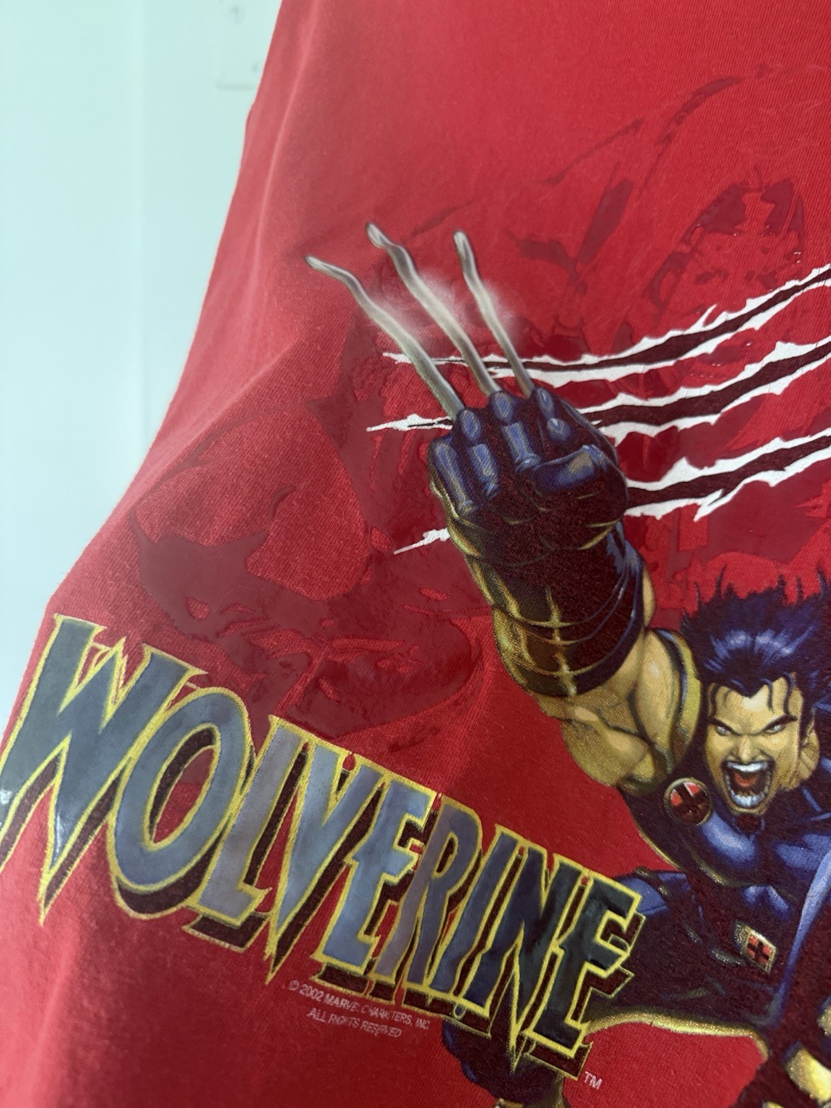 Vintage Y2k Wolverine Marvel X Men Red Graphic T-Shirt Size XL 2002