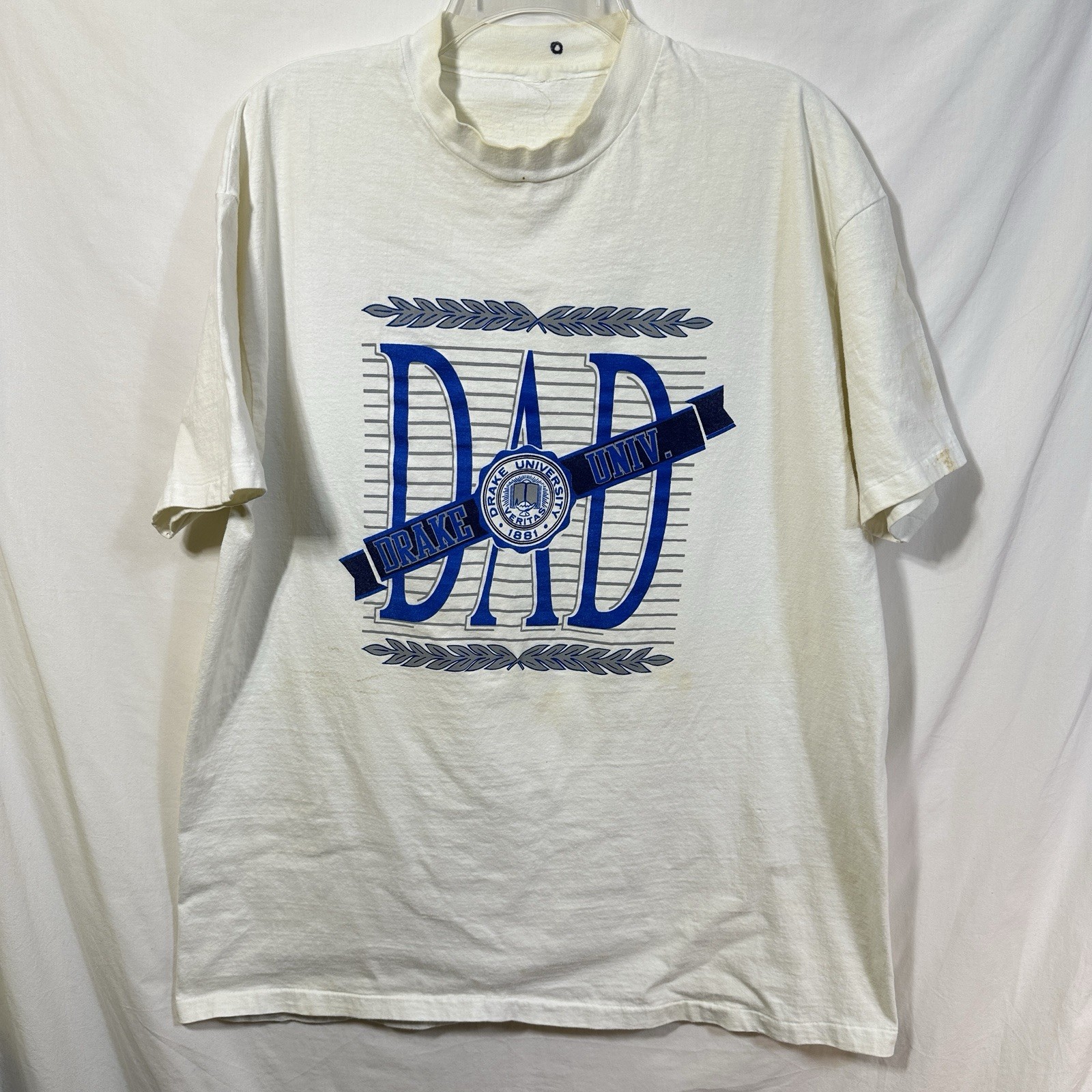 Vintage Single Stitch Drake University Dad XL Distressed T-Shirt Law School Tee