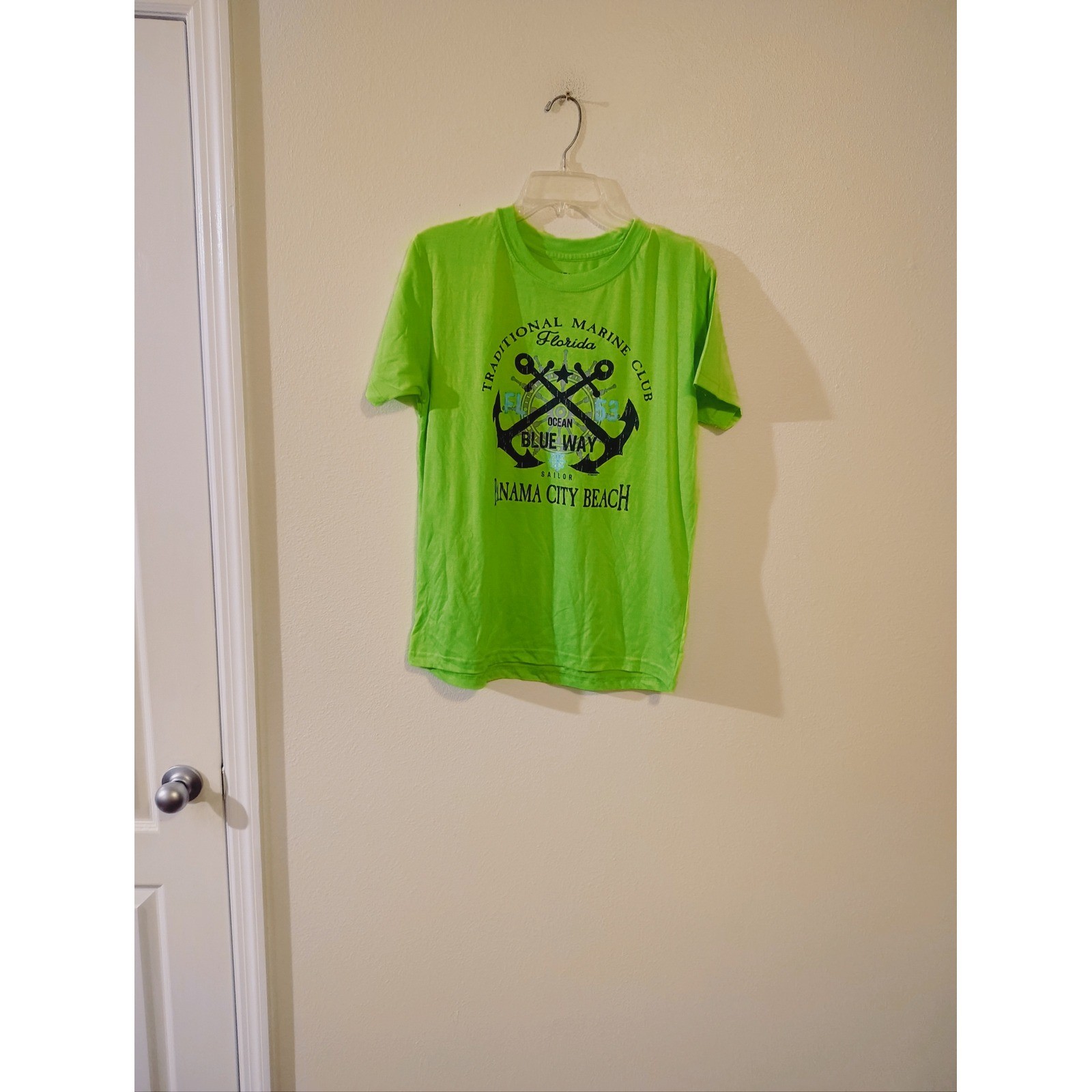 Pacific Surf Panama City Beach Florida Graphic Tee Neon Green Mens Medium Shirt