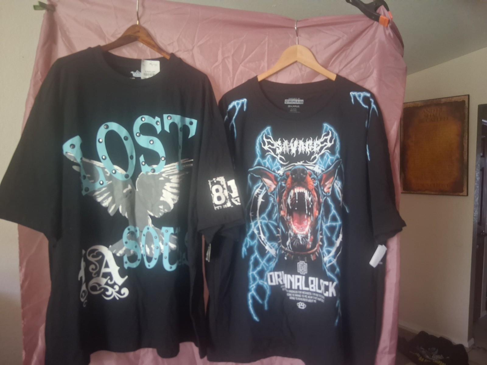 Mixed Brands Men’s Big & Tall Black Graphic Logo Crew Neck 3XL Lot of 2