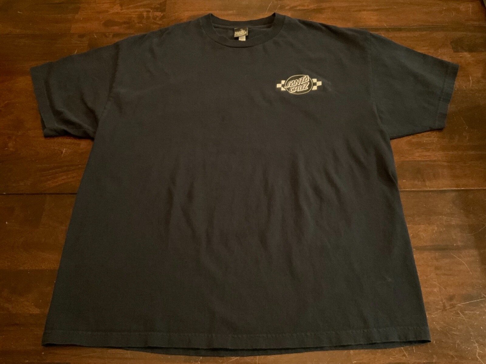 SANTA CRUZ SKATEBOARDS LOGO CHECK GRAPHIC T-SHIRT ( MENS XL ) NAVY PREOWNED