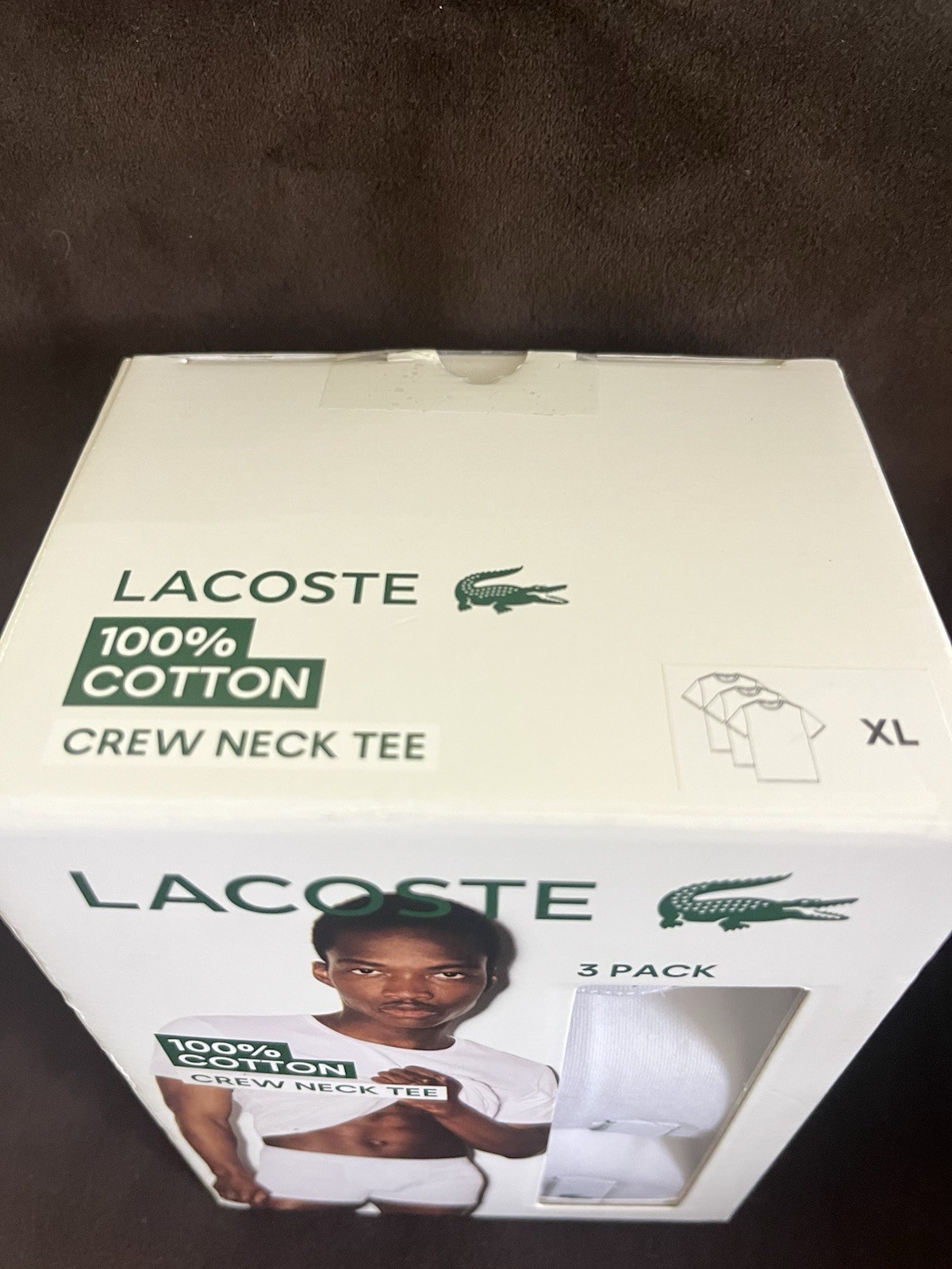 Lacoste Men’s 3pack 100% Cotton Regular Fit Crew Neck Tee White Size XL