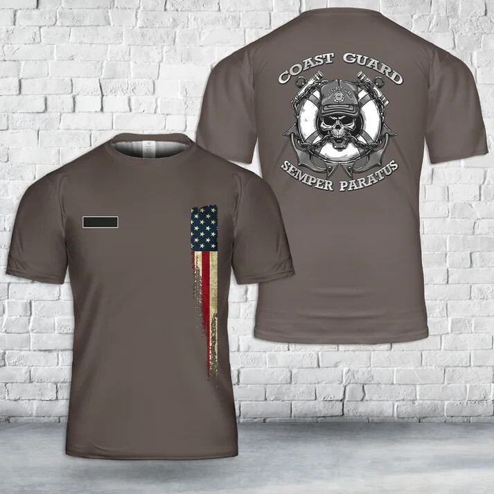 Custom Name US Coast Guard Semper Paratus Shirt 3D T- shirt Full size S-5XL