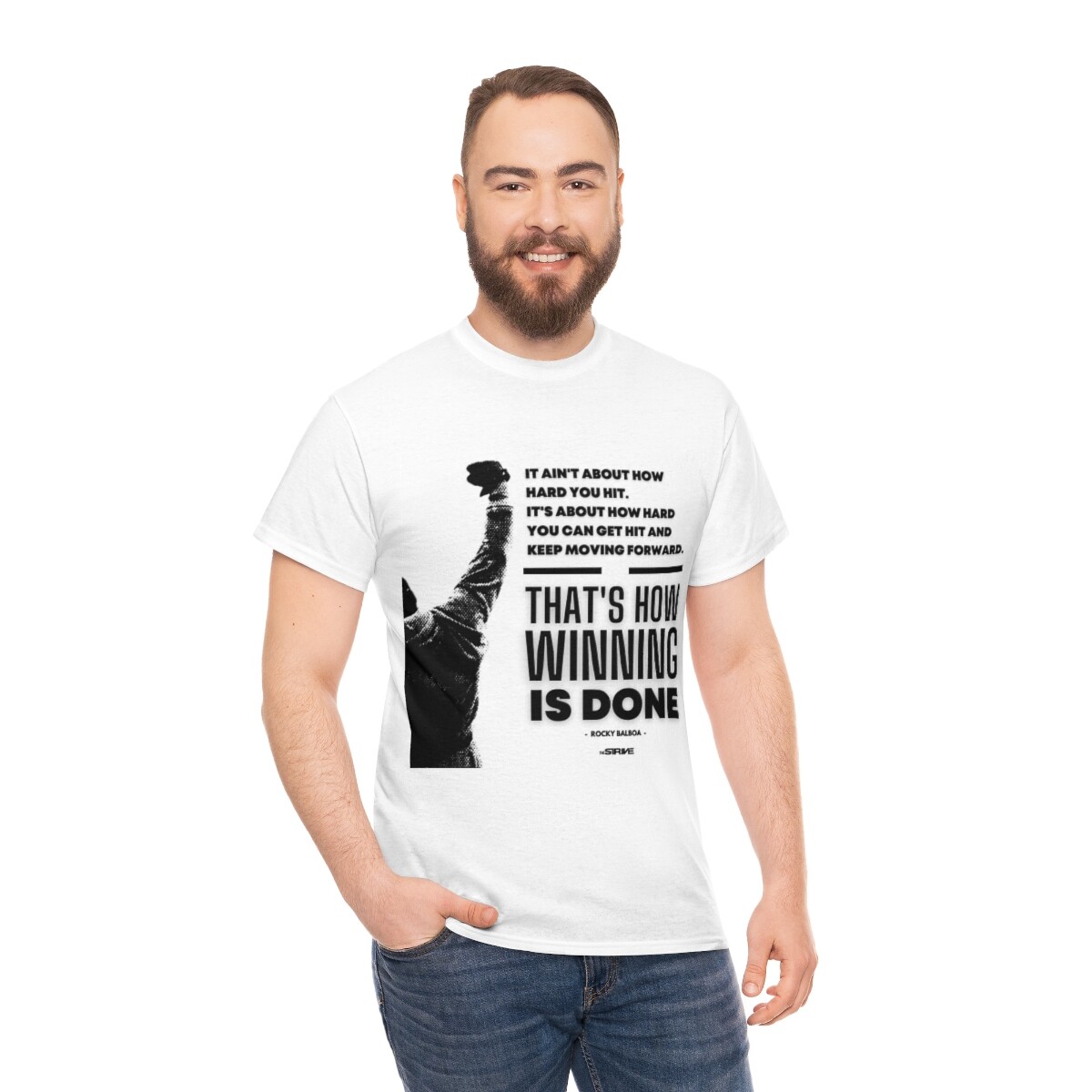 Heavy Cotton Tee Rocky Balboa Motivational Quote