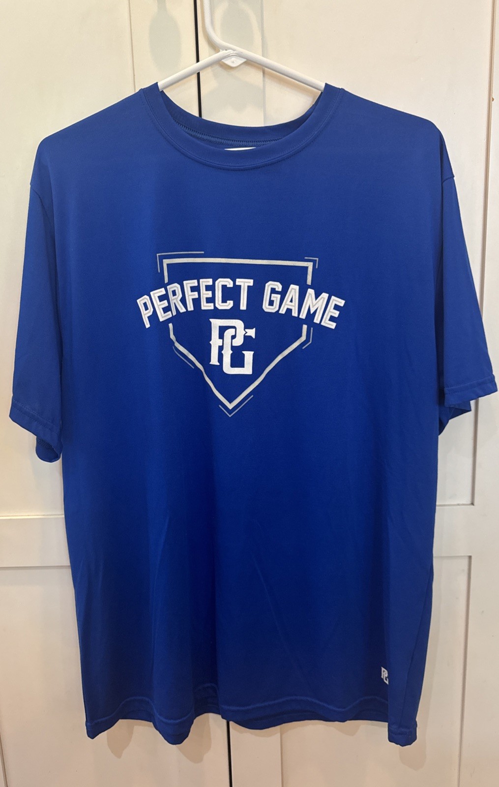 Perfect Game PG Graphic Logo Men’s Blue Crew Neck Short Sleeve T-Shirt Large