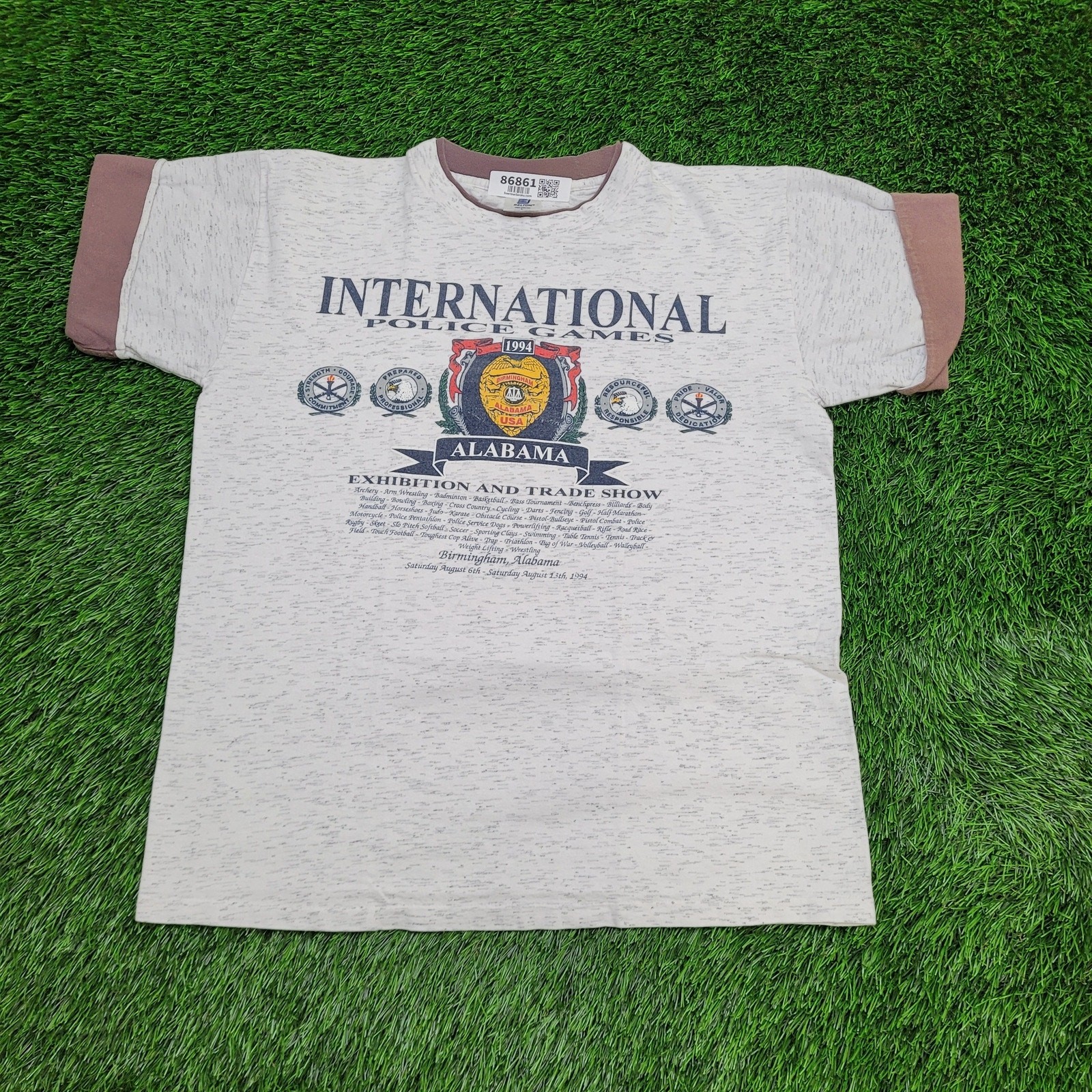 Vintage 1994 International Police Games Shirt M/L 22×25 Gray USA
