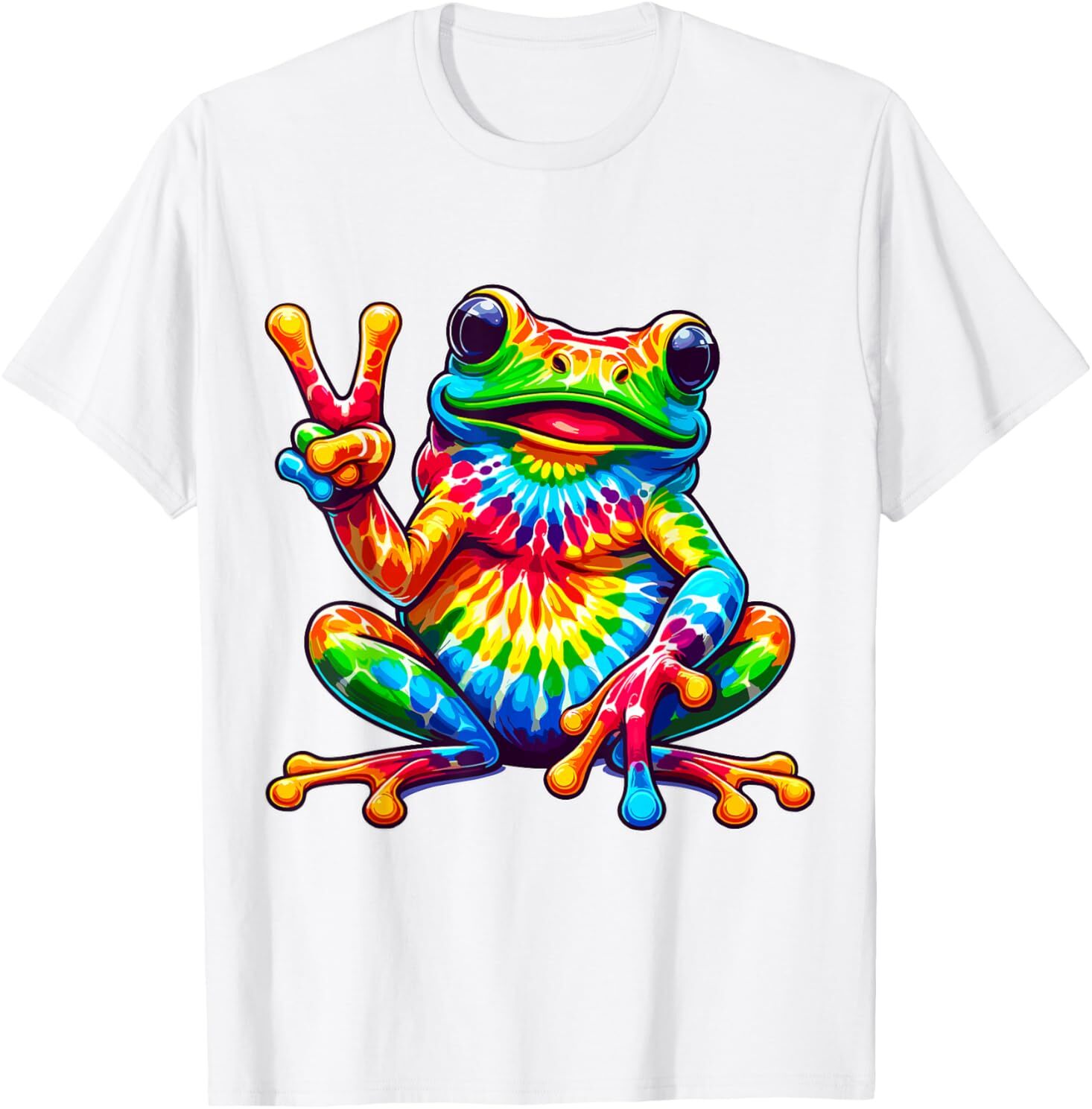 Tie-Dye Frog Peace Sign Hippie T-Shirt