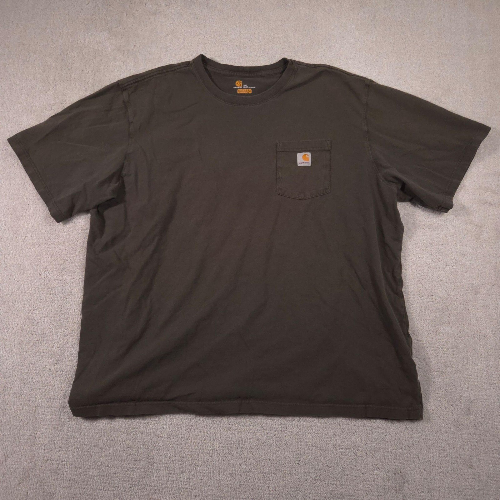 Carhartt Shirt Mens 3XL Brown Pocket Workwear Original Fit Tagless Tee Crewneck