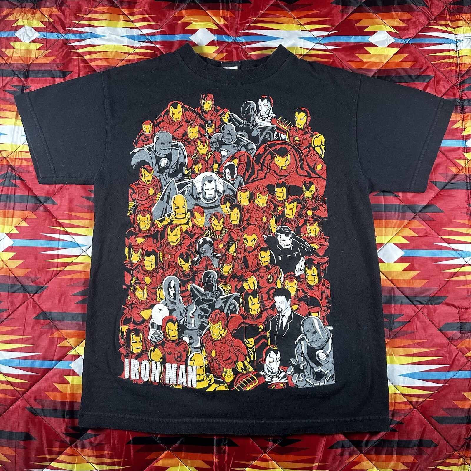 Mad Engine Multi Iron Man Shirt Mens Small Black Marvel Comics Tony Stark Y2K