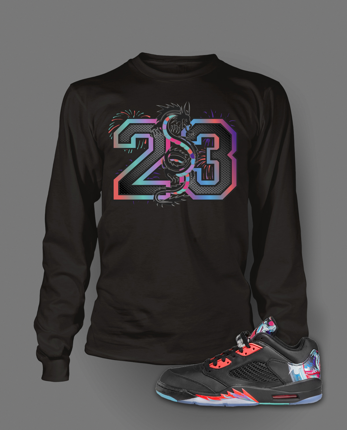 23 Sneaker Tee Shirt To Match Air J5 Low Chinese New Year Shoe Tee Sm- 7X