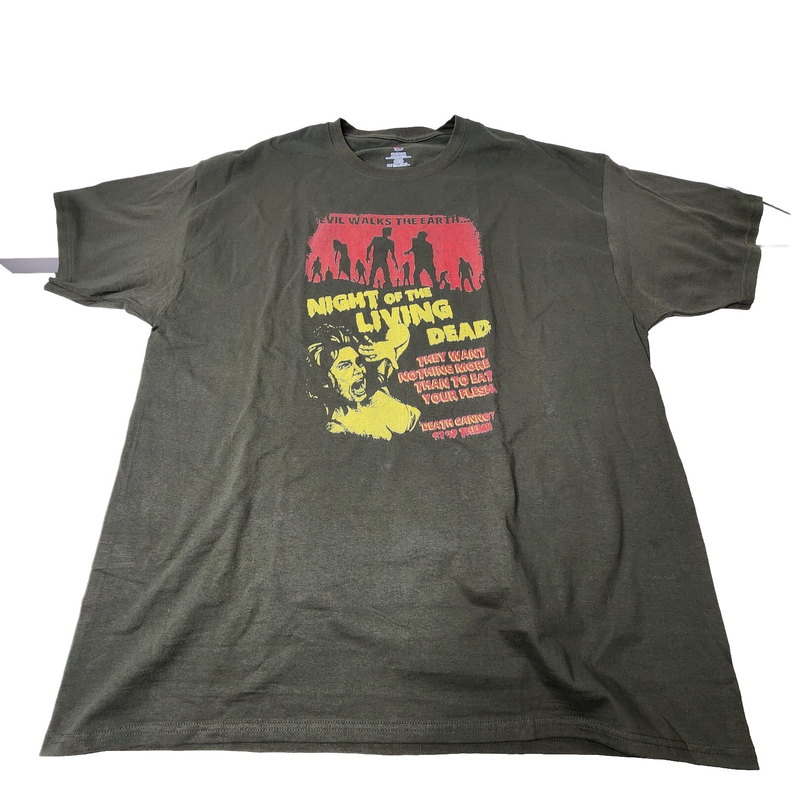 Night of the Living Dead Movie Shirt Men’s 2XL Horror Y2K OD Green Short Sleeve