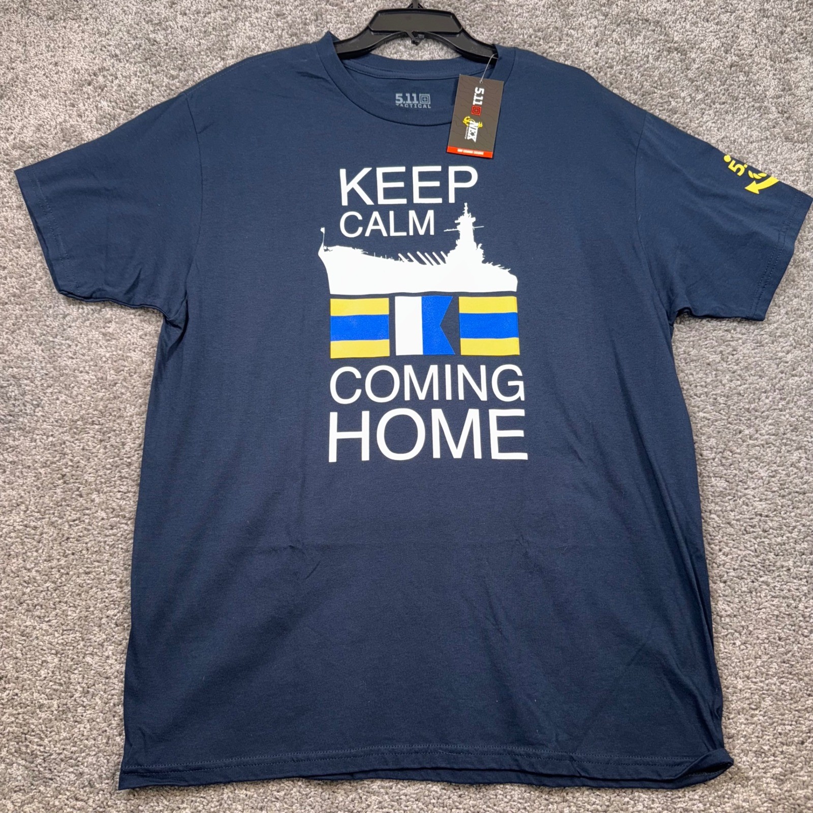 5.11 Tactical Navy Keep Calm Coming Home Dad Cotton Tee Shirt Mens XL NEW
