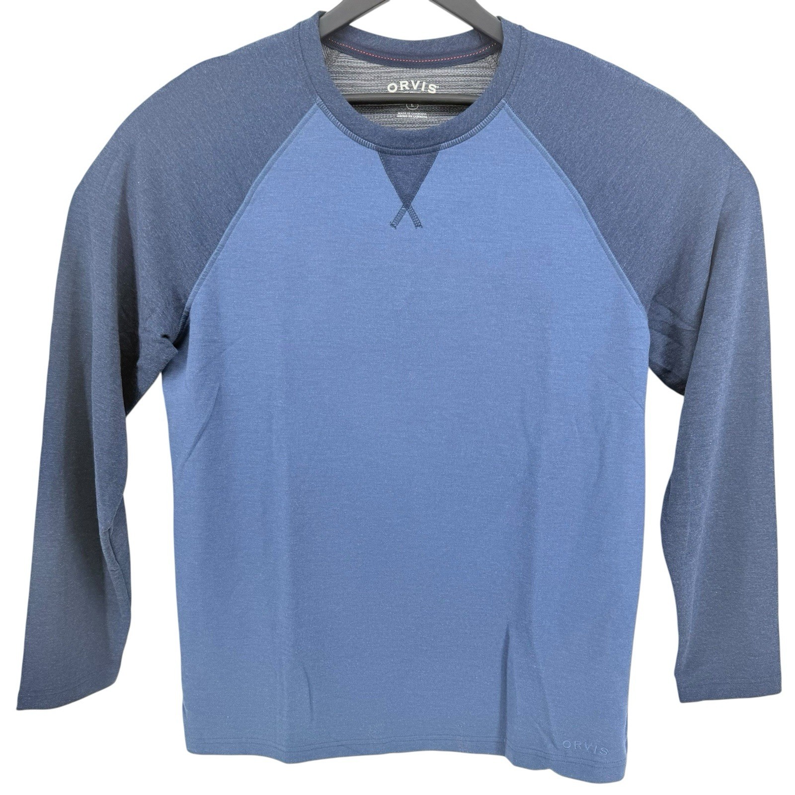 Orvis Classic Collection Pullover Shirt Mens Blue Large Long Sleeve Size L