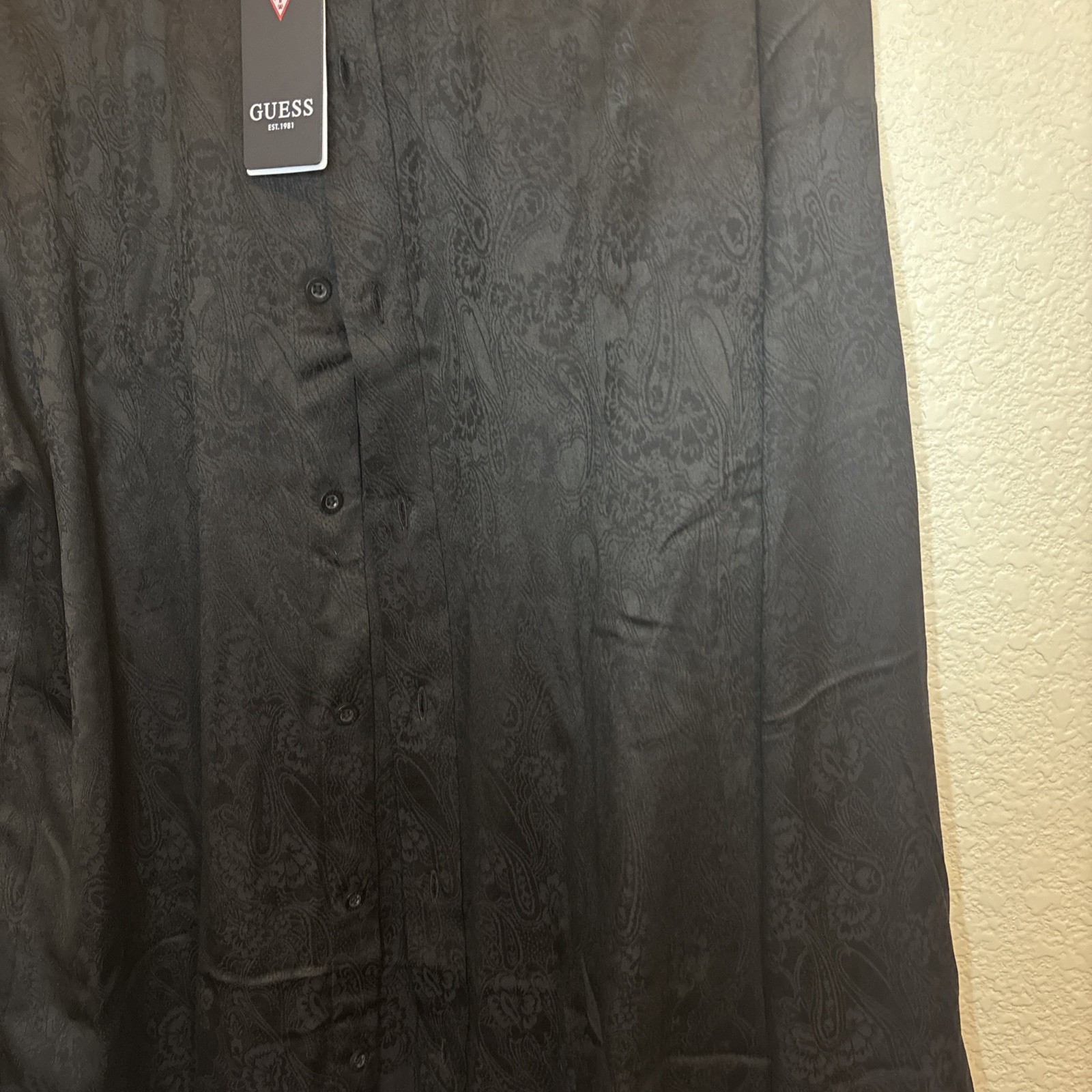 Guess Men’s regular fit Shirt Long Sleeves Paisley Print Allover Size XL