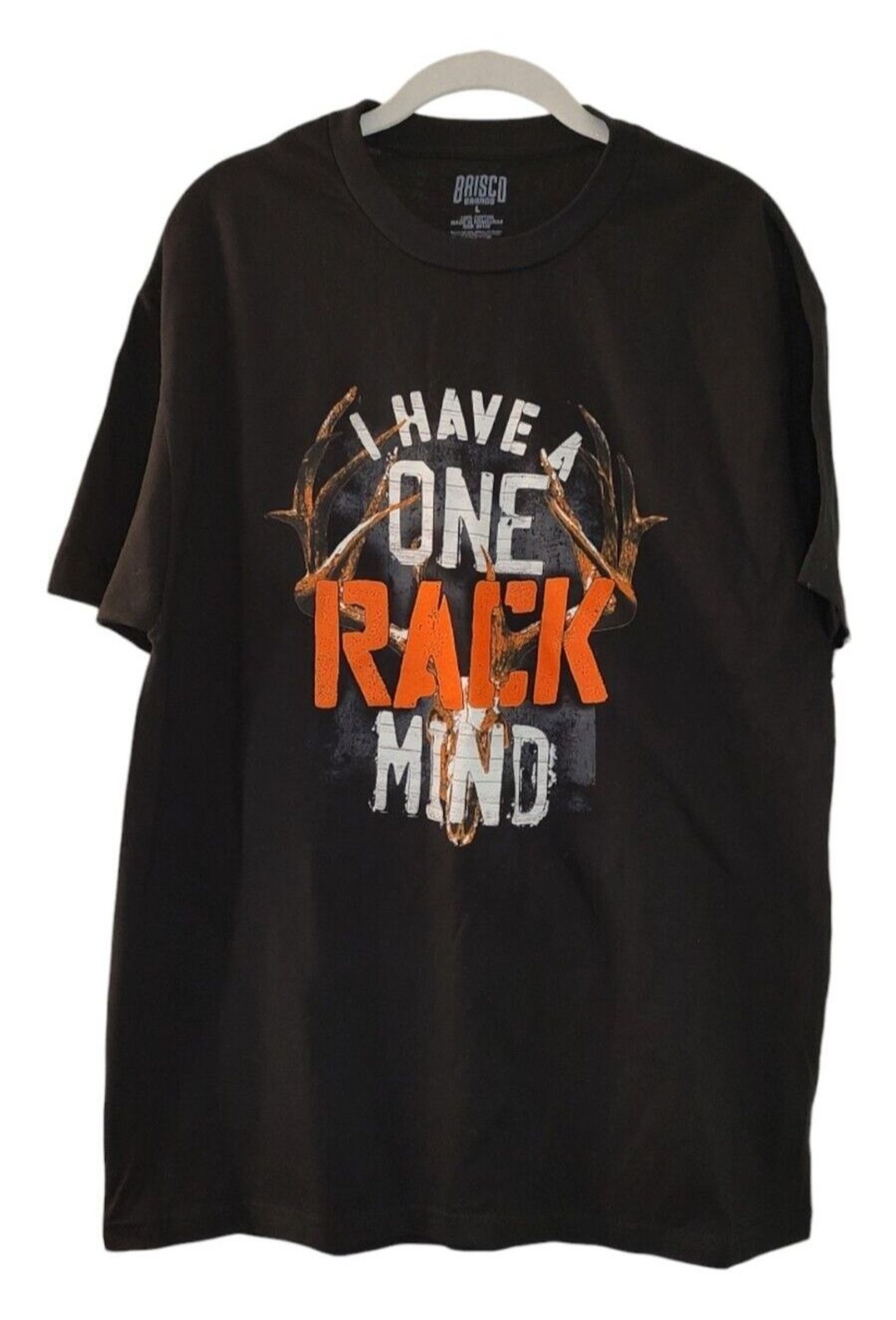 Brisco Brands Men’s Graphic Tee T-Shirt Size L “I Have a One Rack Mind” Hunter