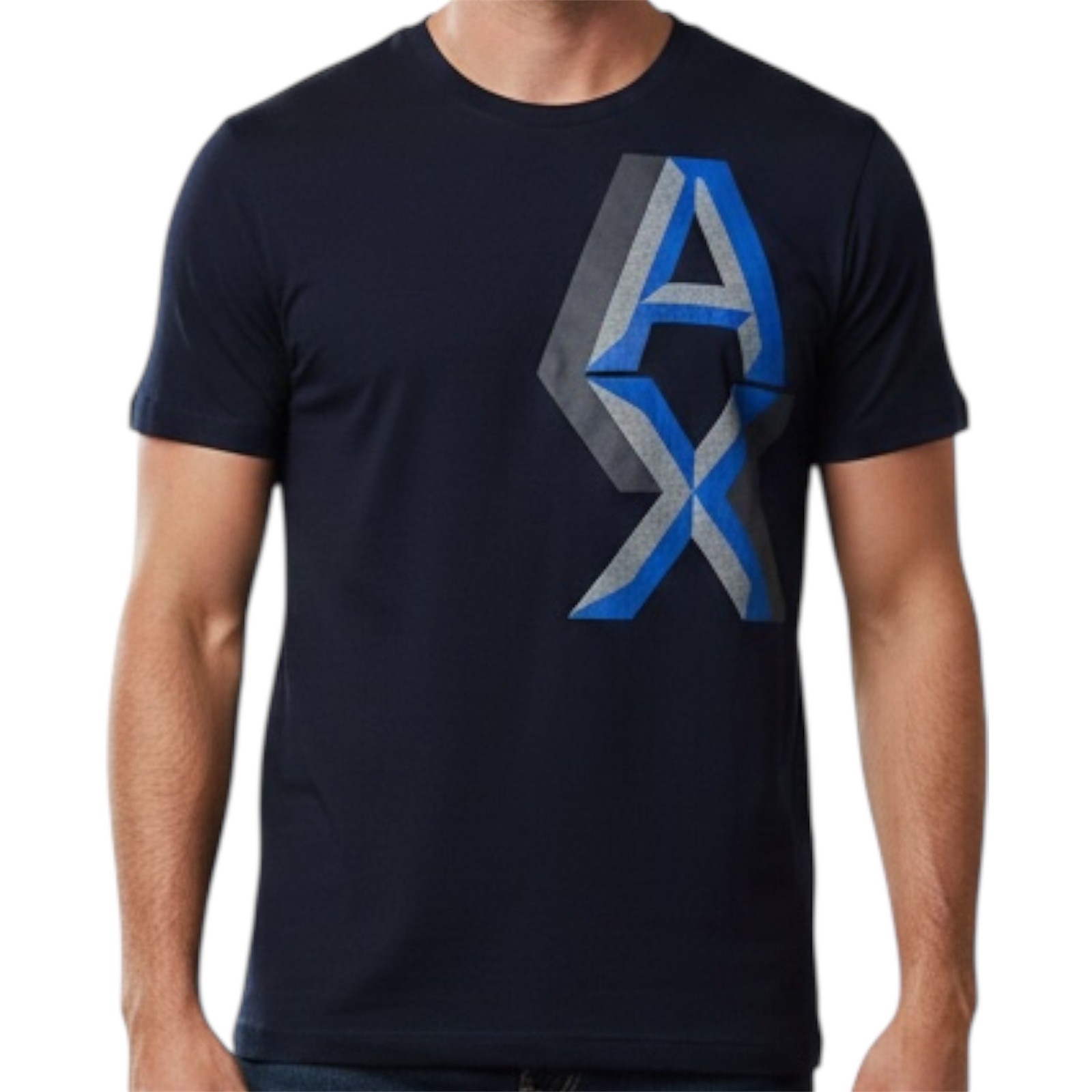 $50 ARMANI EXCHANGE Navy Blue AX-09 Short Sleeve Slim Fit Designer T-shirt NWT