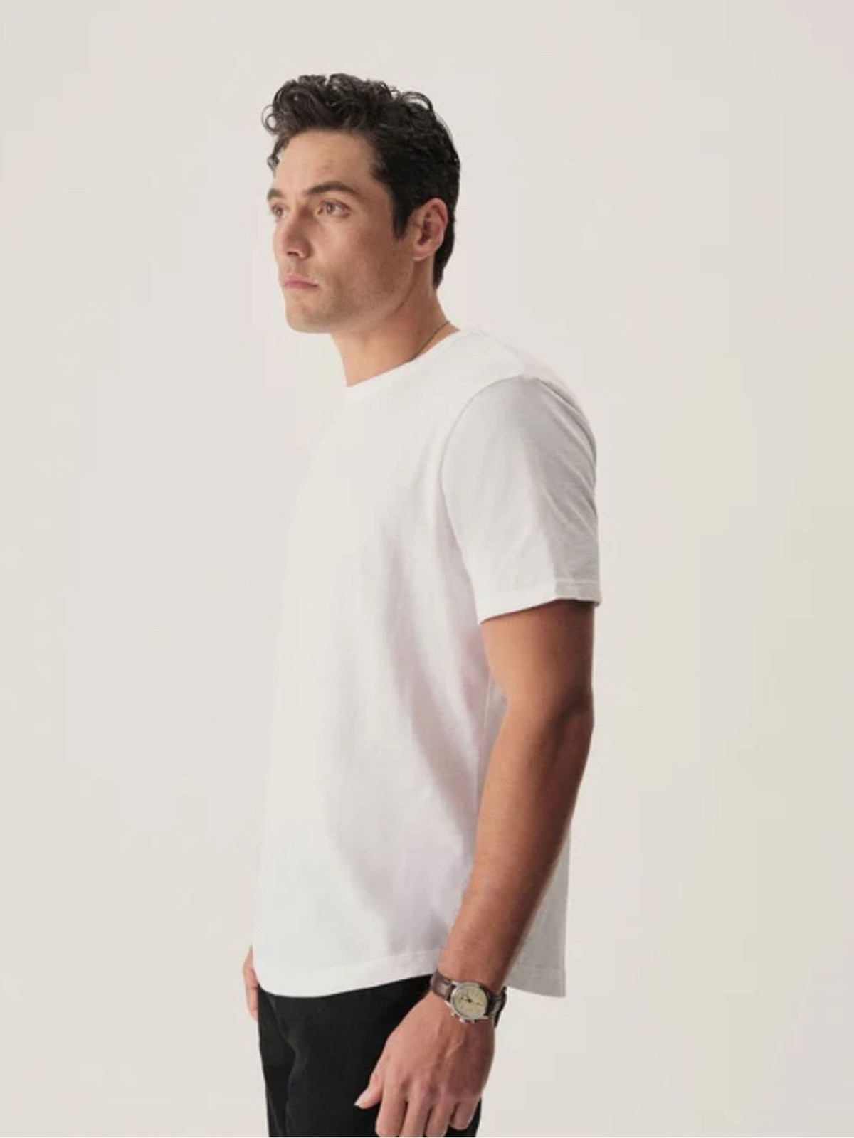 Buck Mason white slub curved hem tee shirt size SM new