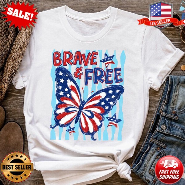 Patriotic Butterfly Shirt, 4th Of July Shirt, USA Flag Butterfly T-Shirt S-5XL