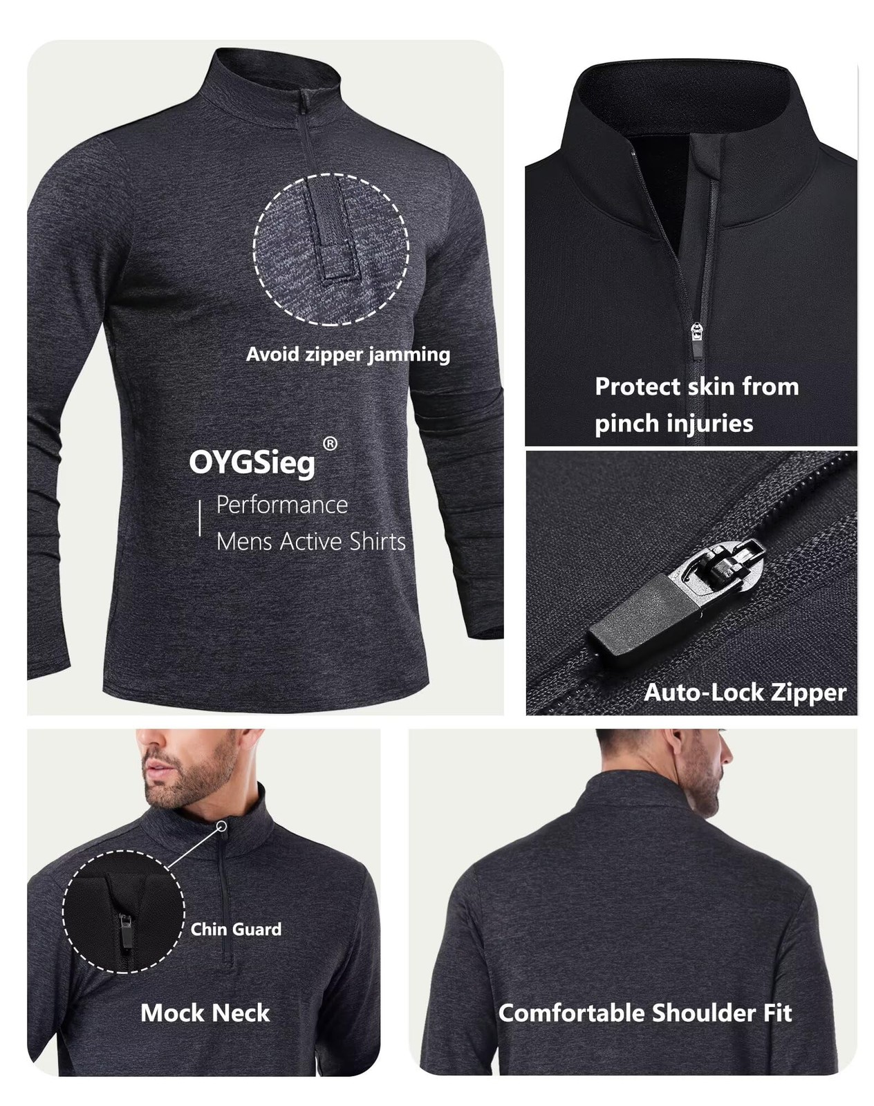 4 Pack Men’s Quarter Zip Pullover Quick Dry Active Casual Athletic Long Sleev…