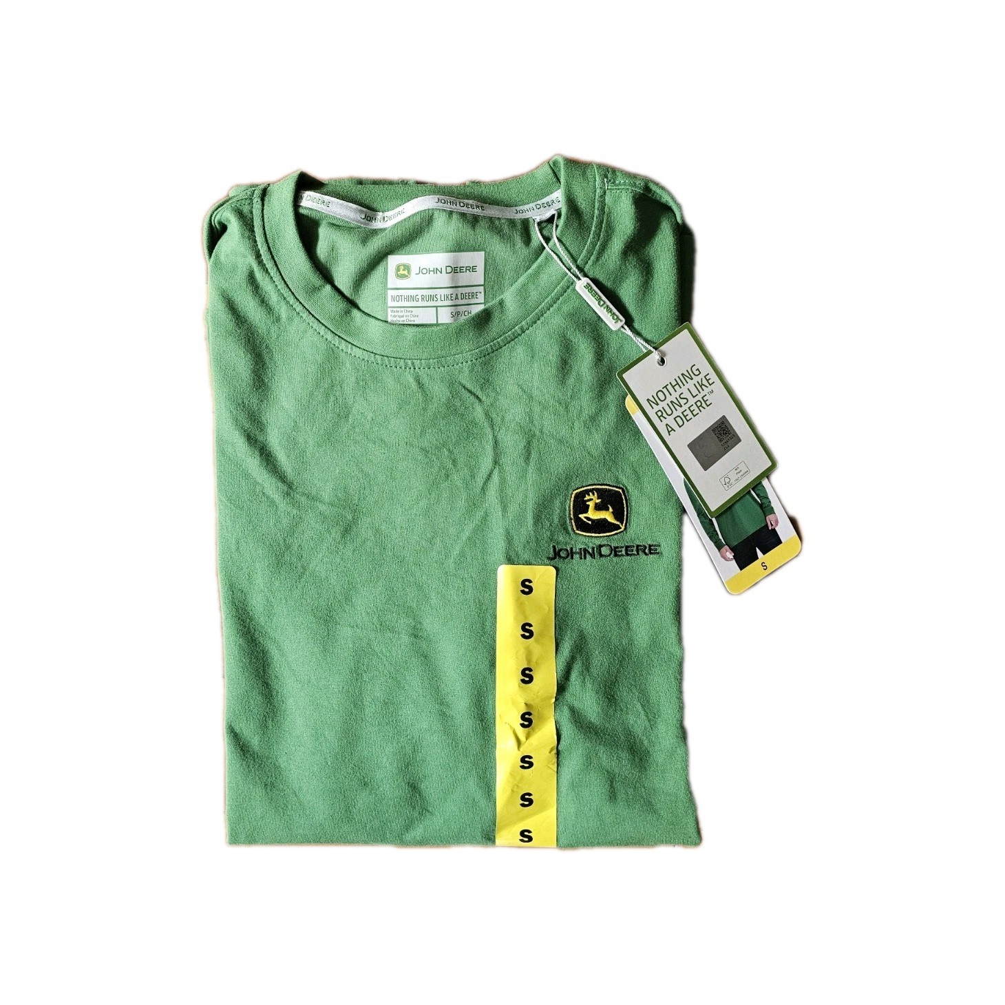 John Deere Men’s Long Sleeve Green T-Shirt tee Logo Size S NWT