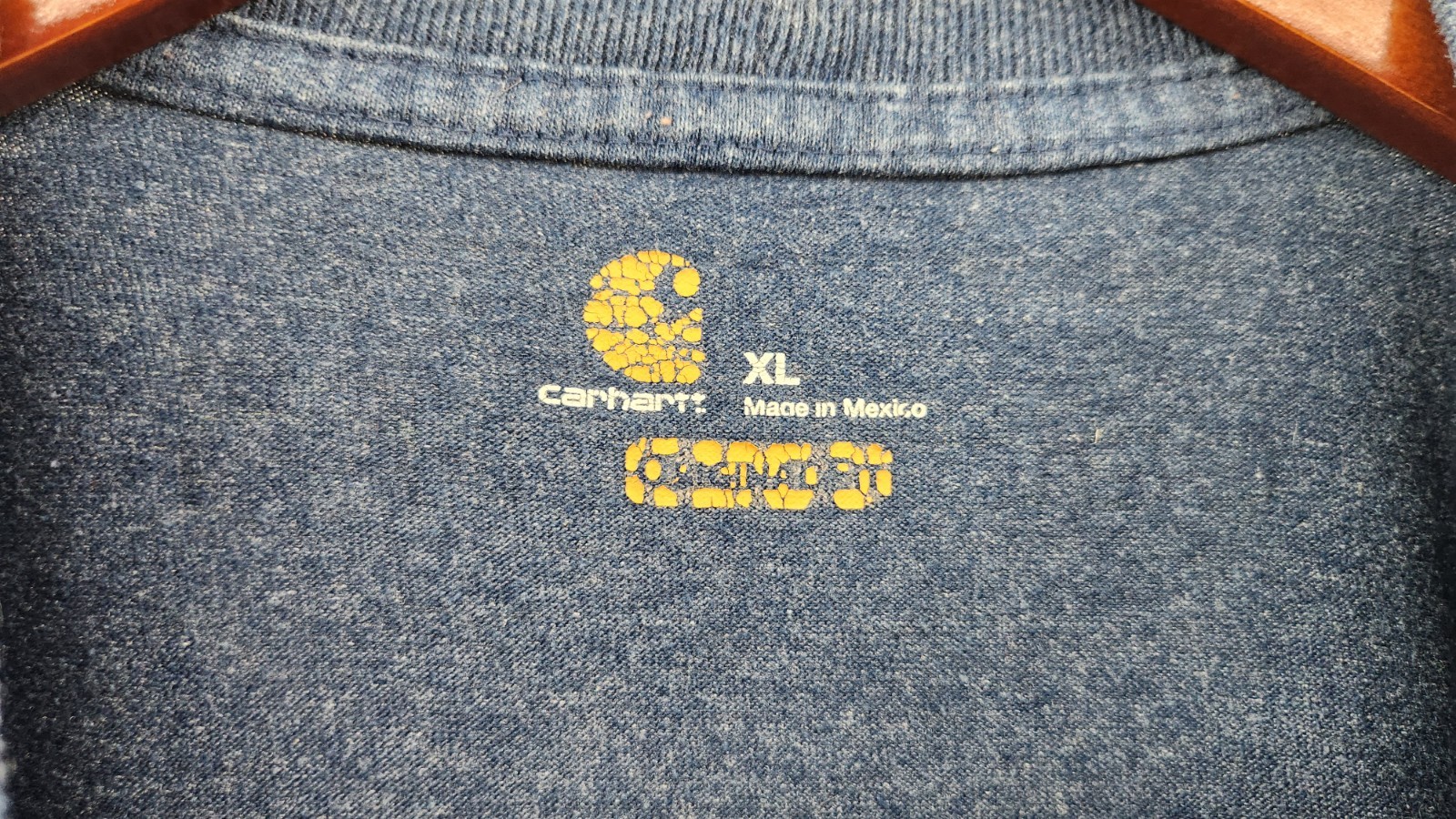 Carhartt Shirt Blue Heather Neon Spell Out Work Wear K195 Cotton Casual Adult XL