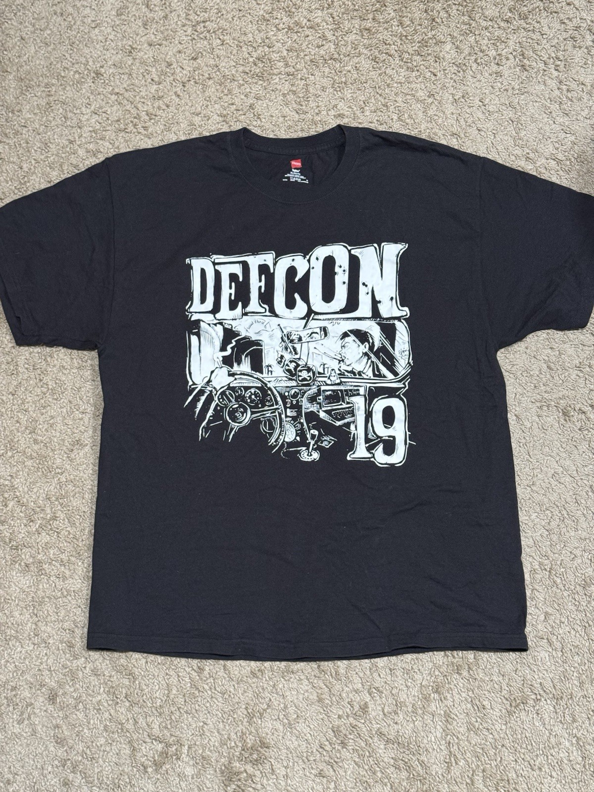 Hanes Men’s Black DEFCON 19 Hacker Graphic Logo Tagless Cotton T-Shirt XL