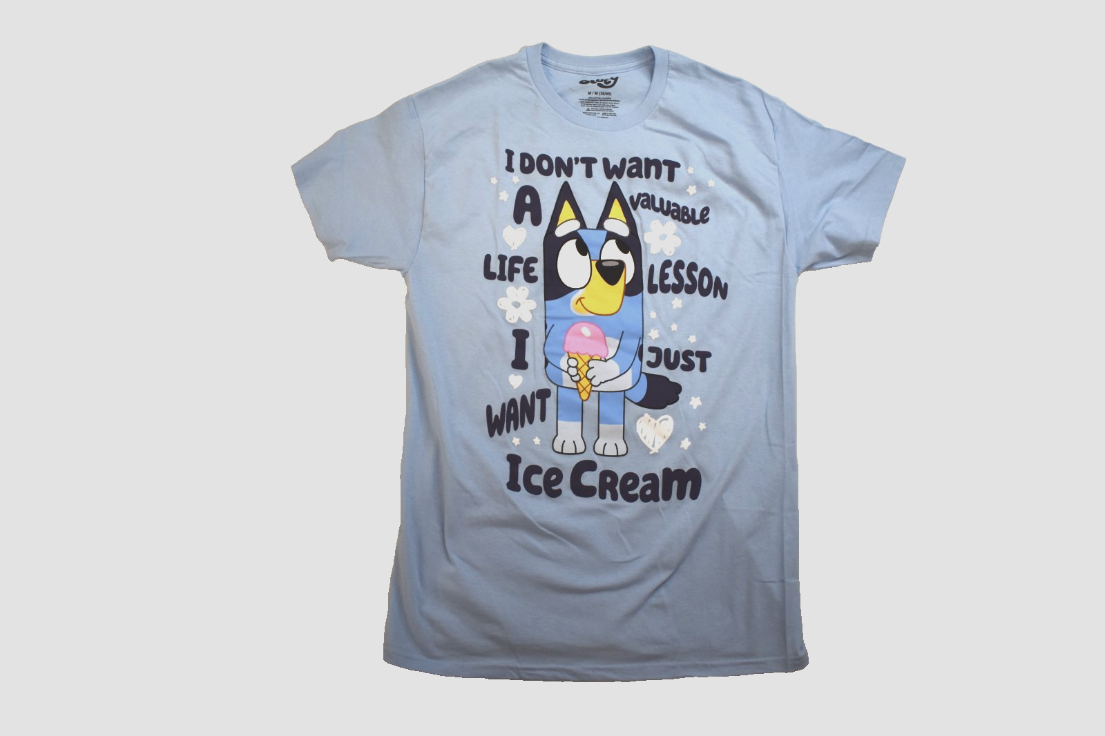 Bluey Mens I Don’t Want A Life Lesson, I Just Want Ice Cream Shirt New S-3XL