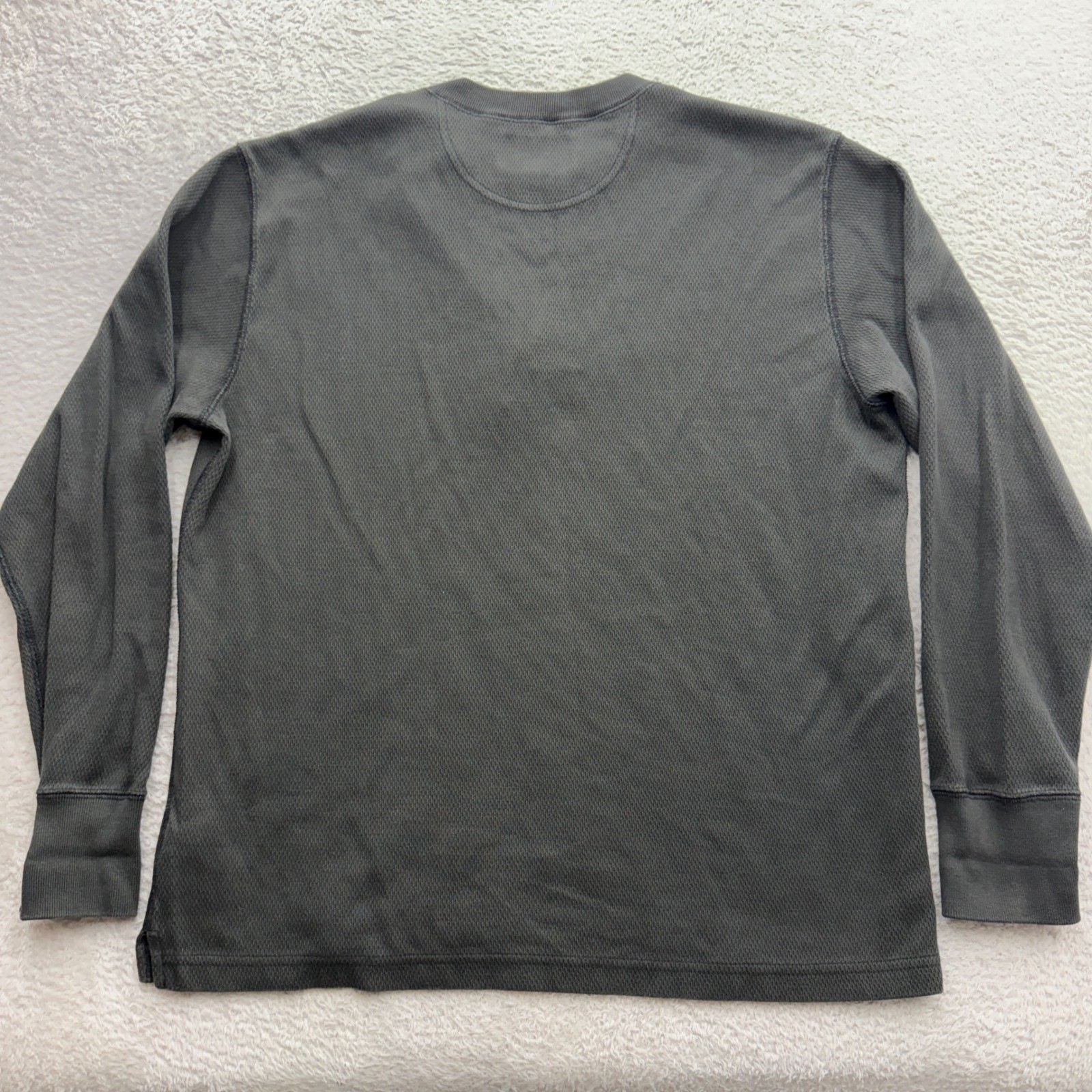 Filson Mens Waffle Knit Thermal Henley Shirt Charcoal Grey Long Sleeve Size L