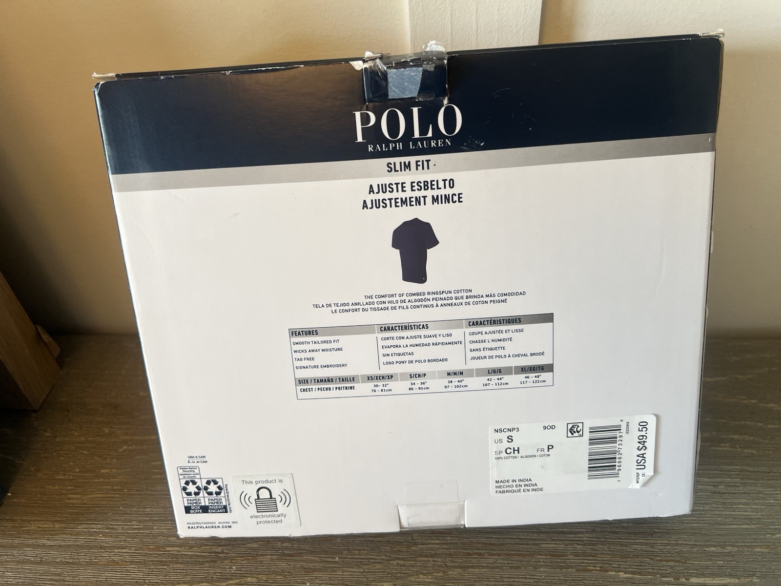 Polo Ralph Lauren Men’s Black Gray Slim Fit Crew-Neck 3 Pack T-Shirts Size S