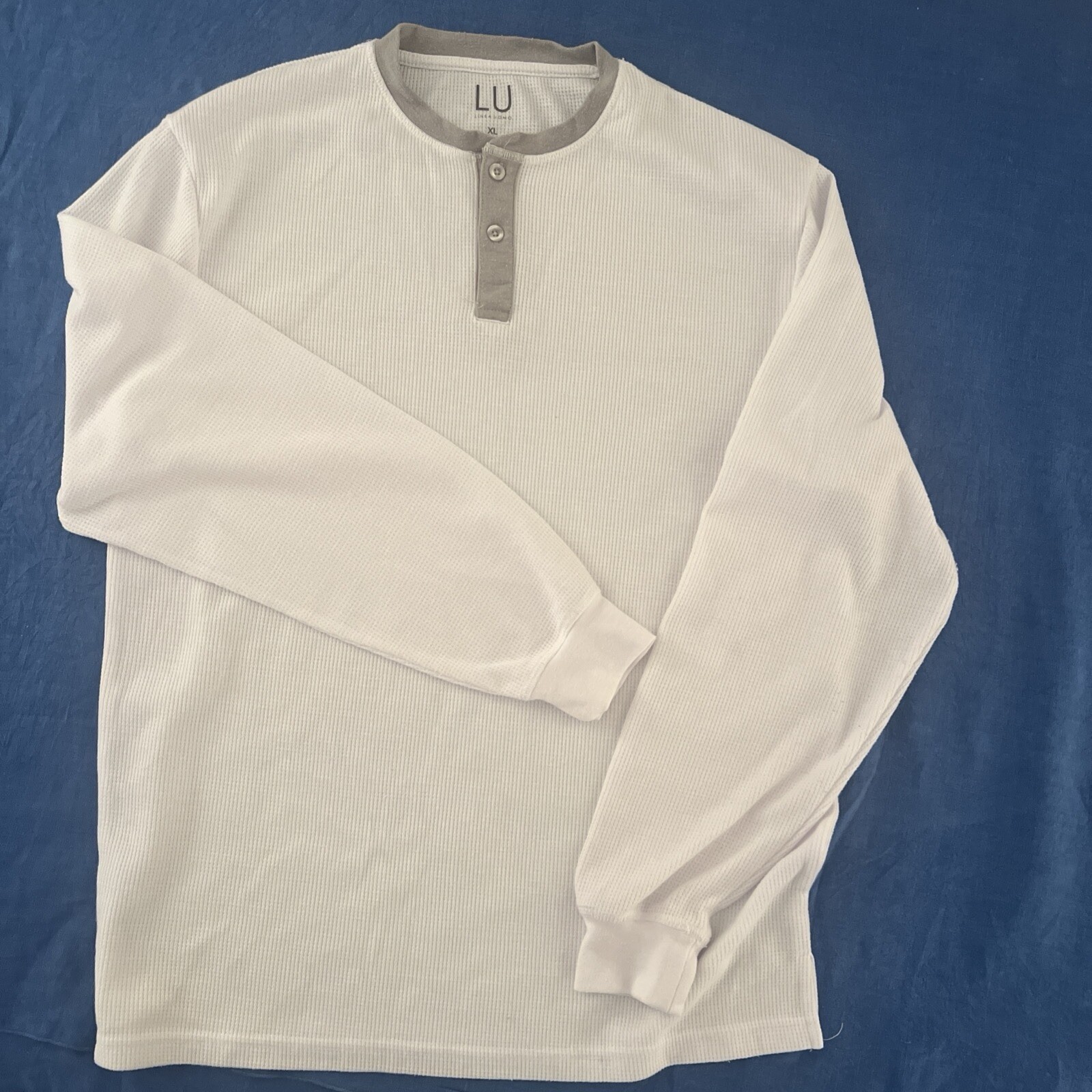 linea uomo Shirt Henley XL Contrasting Collar Thermal Fabric