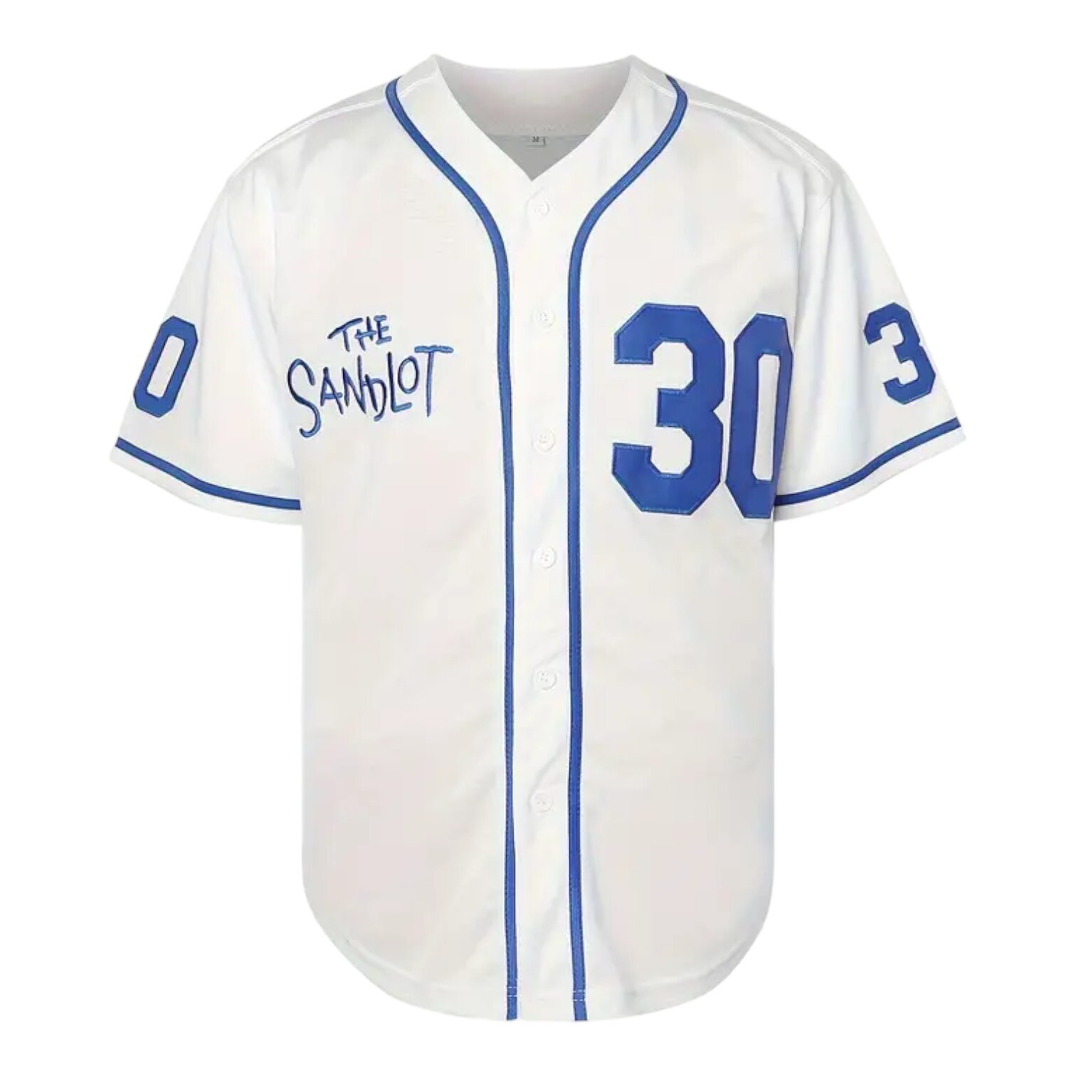 Sandlot Baseball Jersey Benny The Jet Rodriguez #30 White Stitched Men’s XXL 2XL