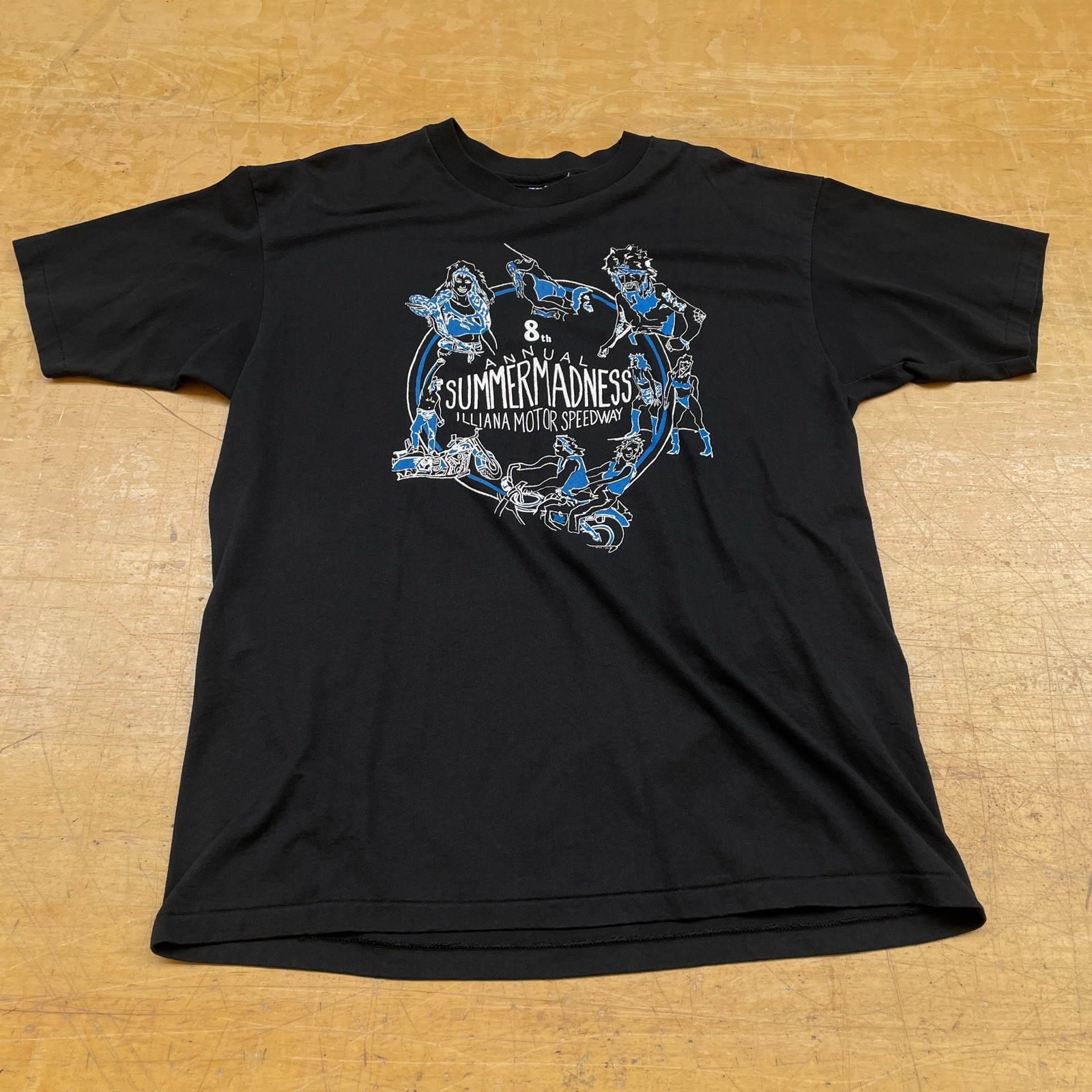 Vintage 90s Illiana Motor Speedway Summer Madness Motorcycle T-shirt Size XL